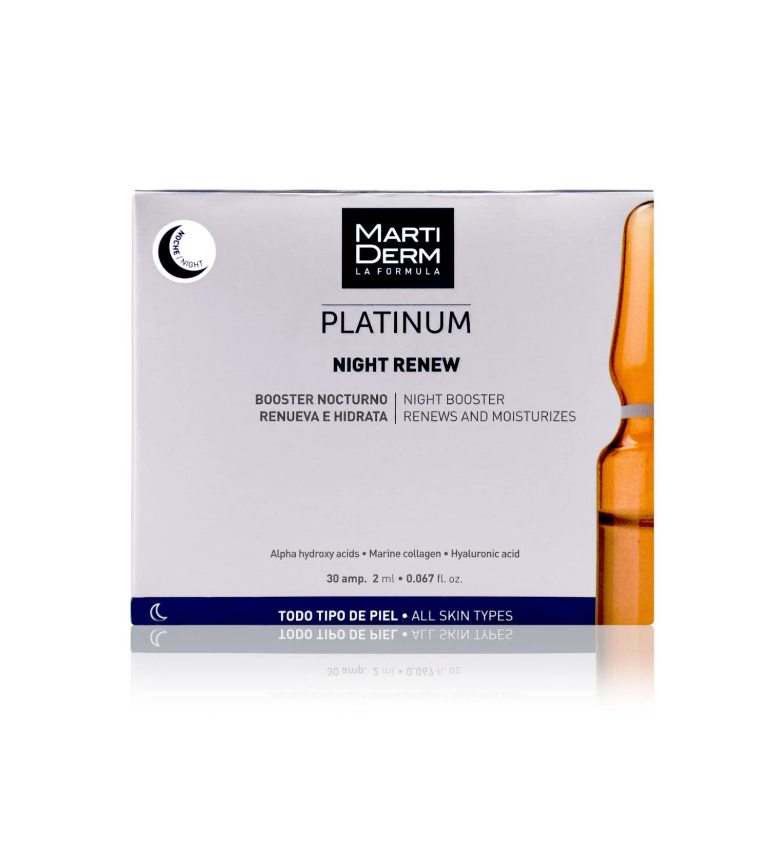 Buy MartiDerm Night Renew Ampoule 30 Ampoules with AHA Marine Collagen & Hyaluronic Acid for Smooth Skin | International Shipping Available - Buy Online on GoSupps.com