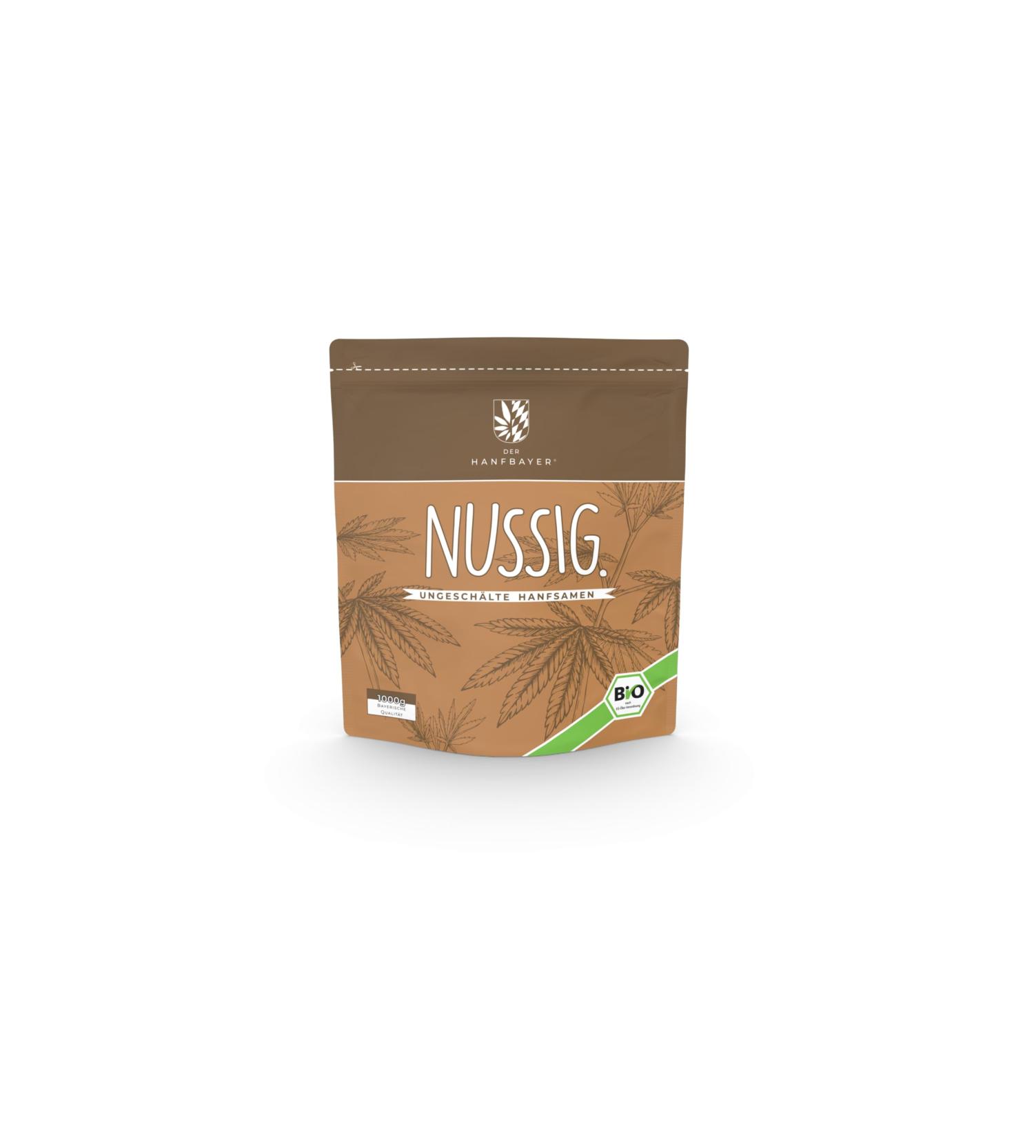Buy Hanfbayer Organic Hemp Seeds 1000g - Protein-Rich Superfood Vegan Recipes & Omega-3 - Unpeeled Raw Food Quality - Buy Online on GoSupps.com