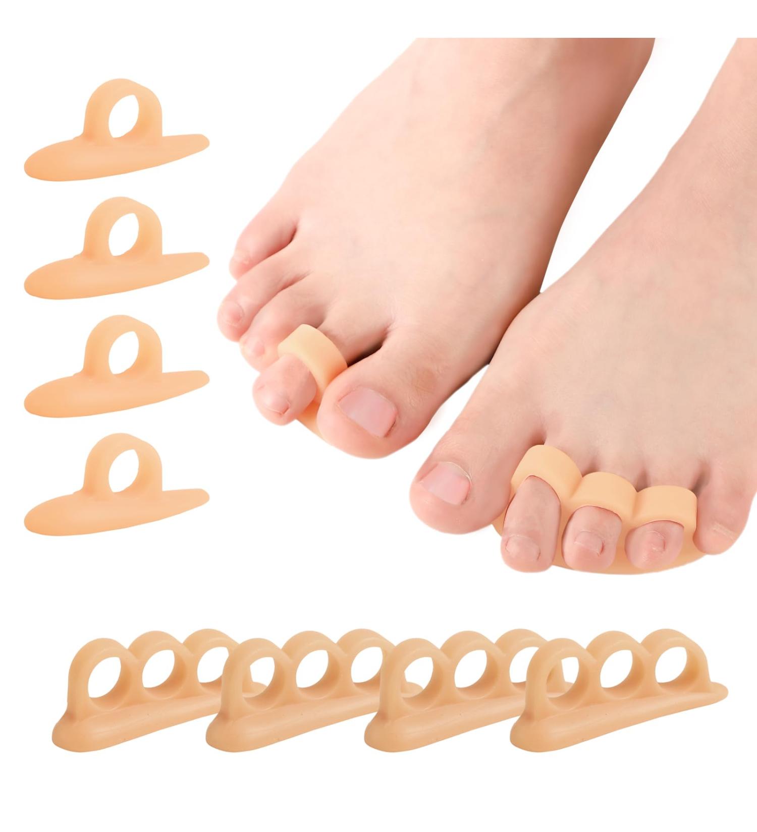 Welnove Hammertoe Corrector Gel Toe Straighteners - 8 Pcs Firm Support Pads for Bent Crooked & Hammer Toes - Cushioned Relief in Beige - Buy Online on GoSupps.com