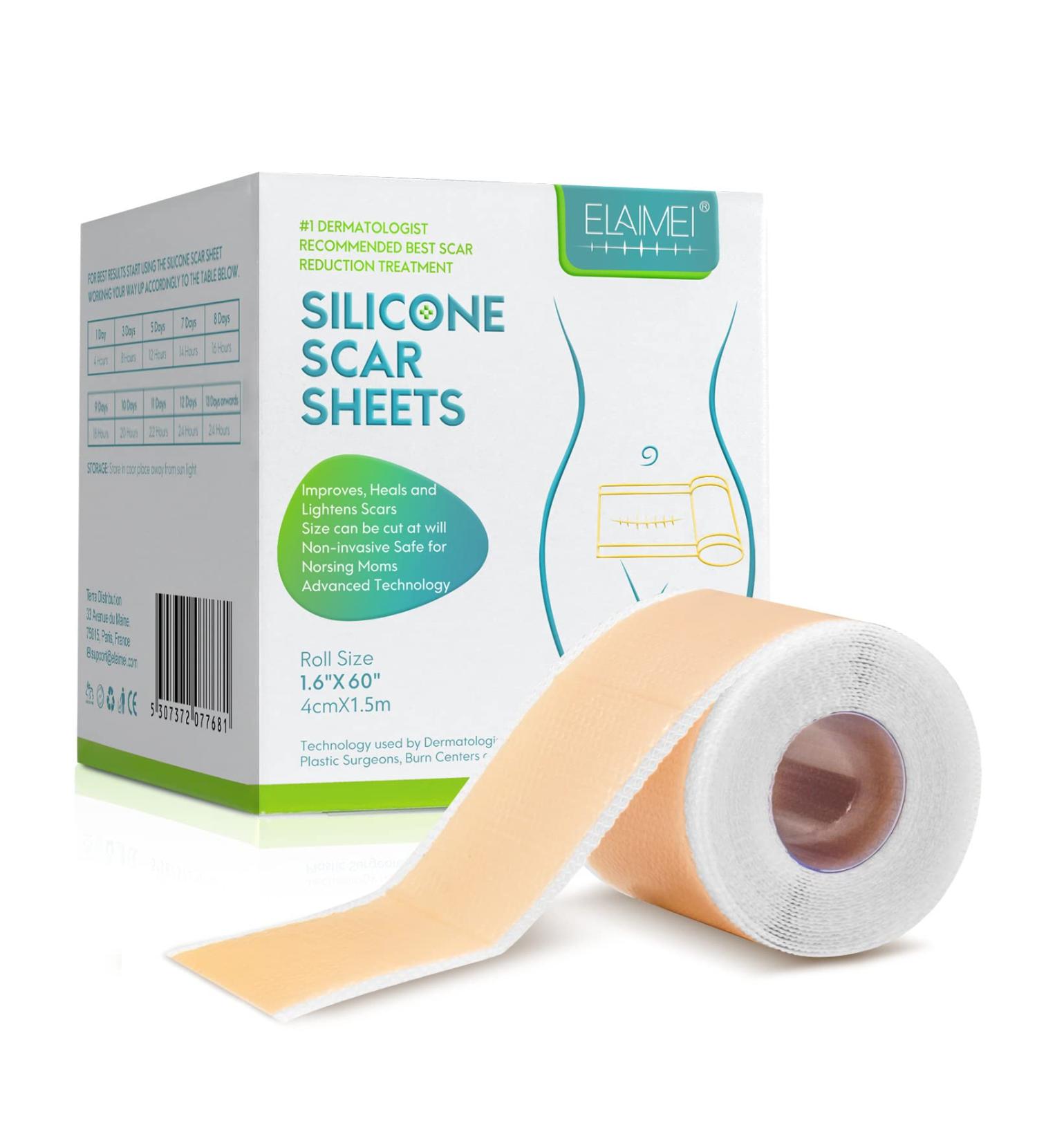 Silicone Scar Sheets 1.6x60 inches - Professional Scar Removal for C-Section, Surgery, Burn, Keloid & Acne - Buy Online on GoSupps.com