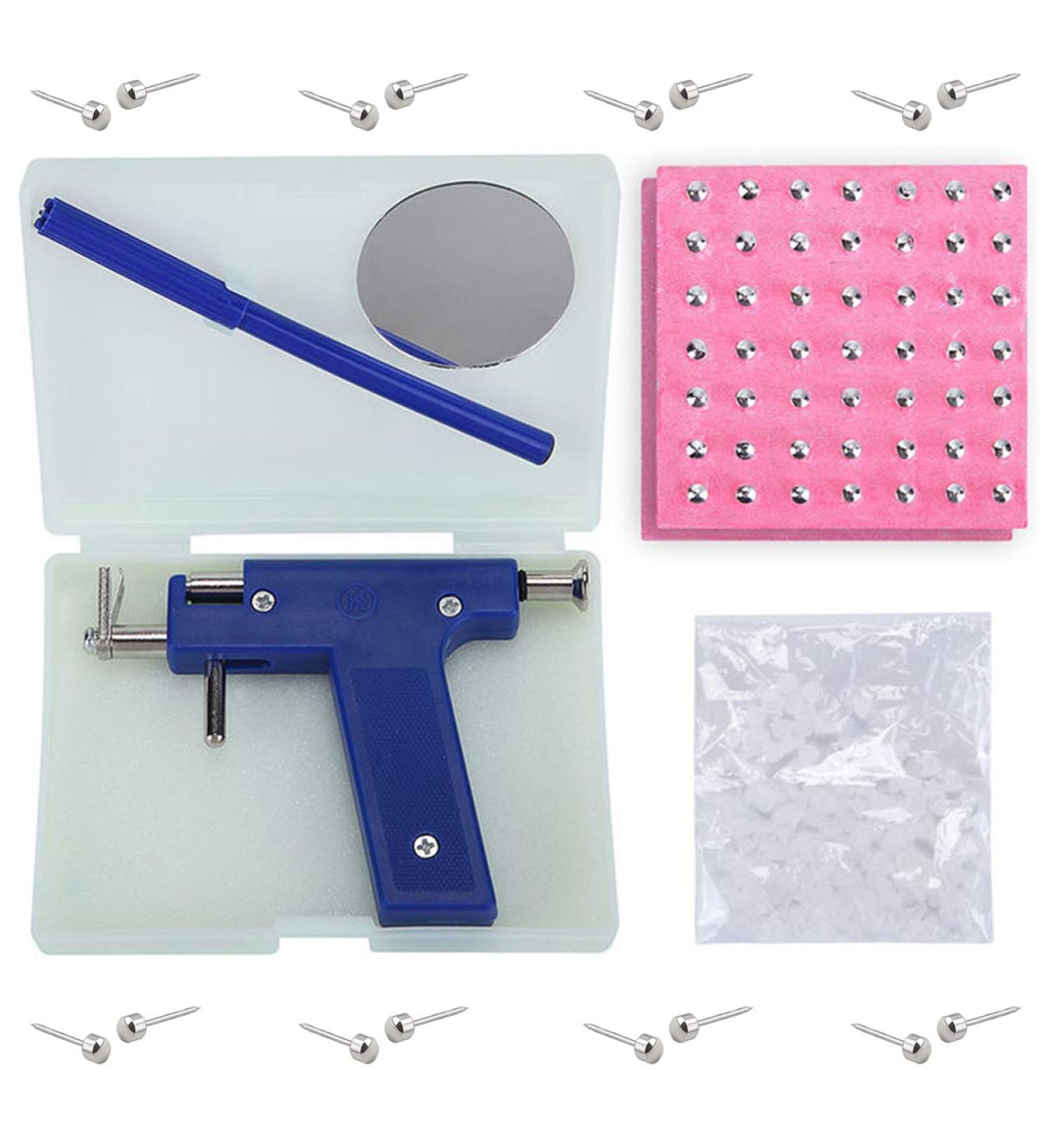 Professional 98 Pcs Ear Piercing Kit with Stainless Steel Tools and Silicone Backs - Painless Hole Tool Set for Ears Studs - Buy Online on GoSupps.com