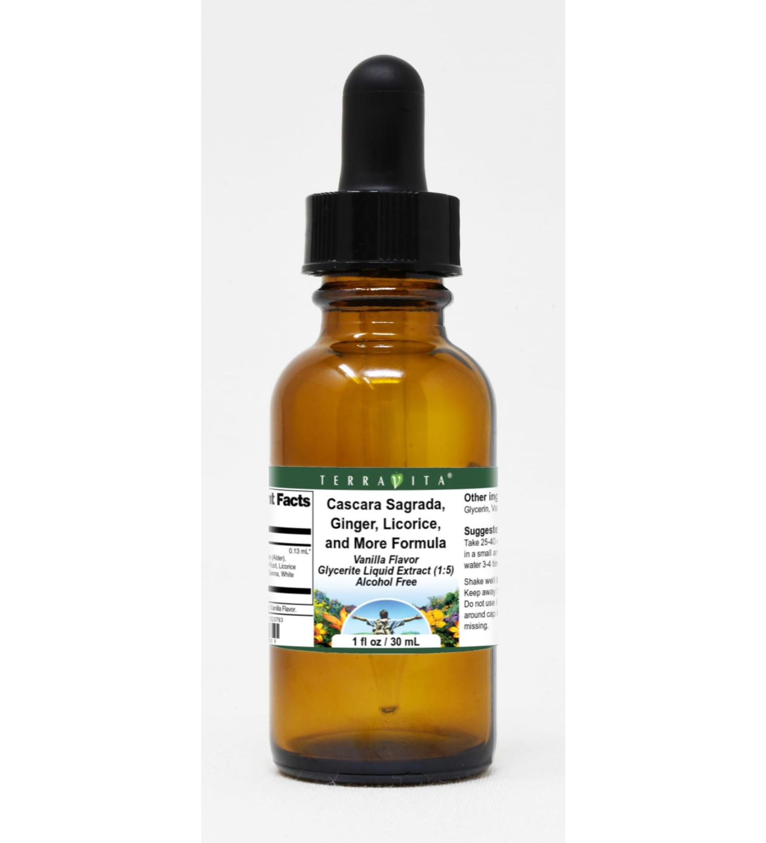 Terravita Cascara Sagrada Glycerite Extract - Ginger Licorice & Vanilla Flavor (1 oz) | International Shipping Available - Buy Online on GoSupps.com
