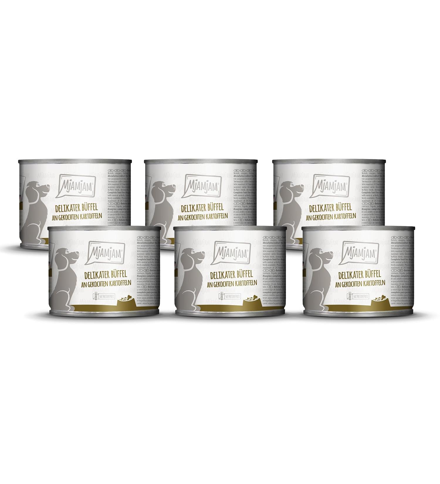 MjAMjAM - Premium wet food for dogs - delicate buffalo with baked potatoes 6 pack (6 x 200g) grain free with extra meat