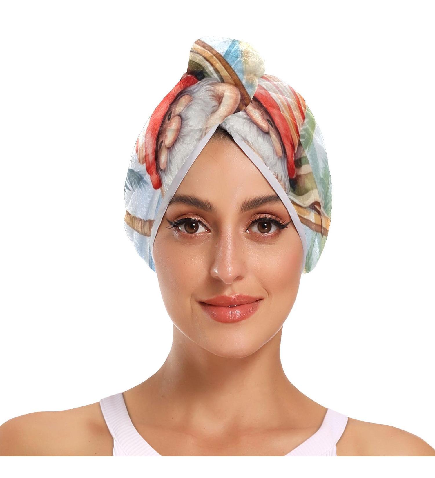 Beach Vacation Dwarf Hair Towel 2 Pack - Super Absorbent Quick Dry Hair Turbans for Women & Girls - Buy Online on GoSupps.com