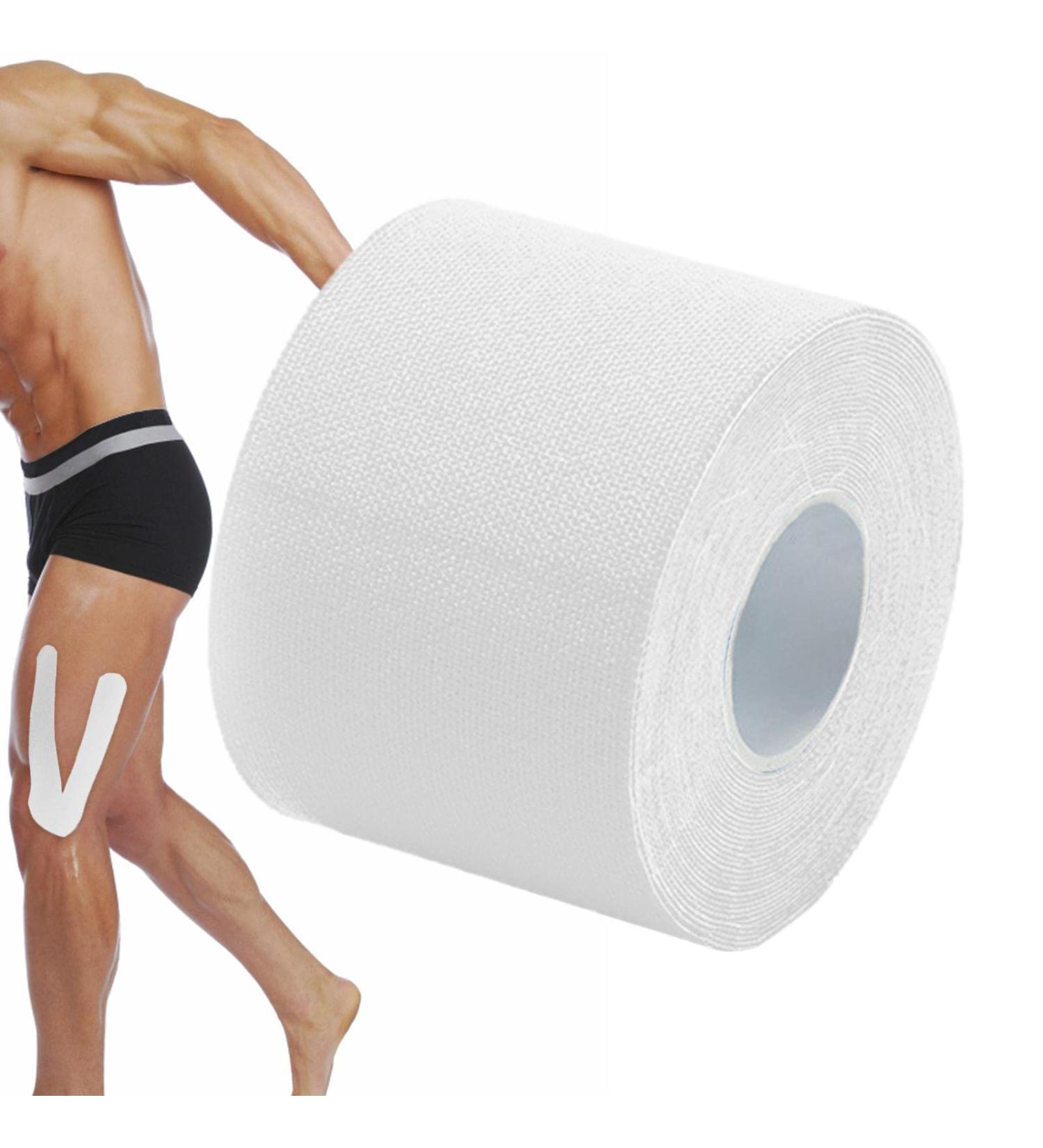 Kinesio Tape Sports Tape Wrap Adhesive | Elastic Sports & Weightlifting Tape Supports Muscles & Joints Knee Support and Muscle Relief White 2.5cmX5m - Buy Online on GoSupps.com