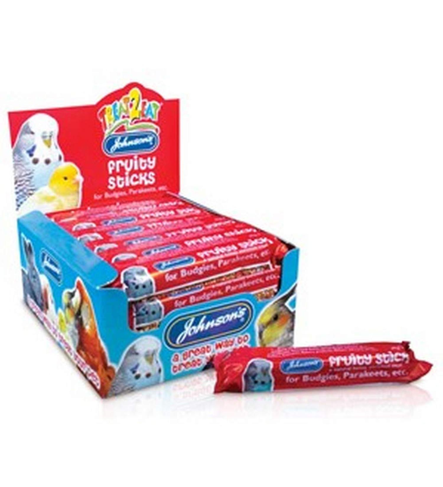 Johnsons Bulk Box Treat 2 Eat Budgie/Parakeet Fruity Sticks 1x28