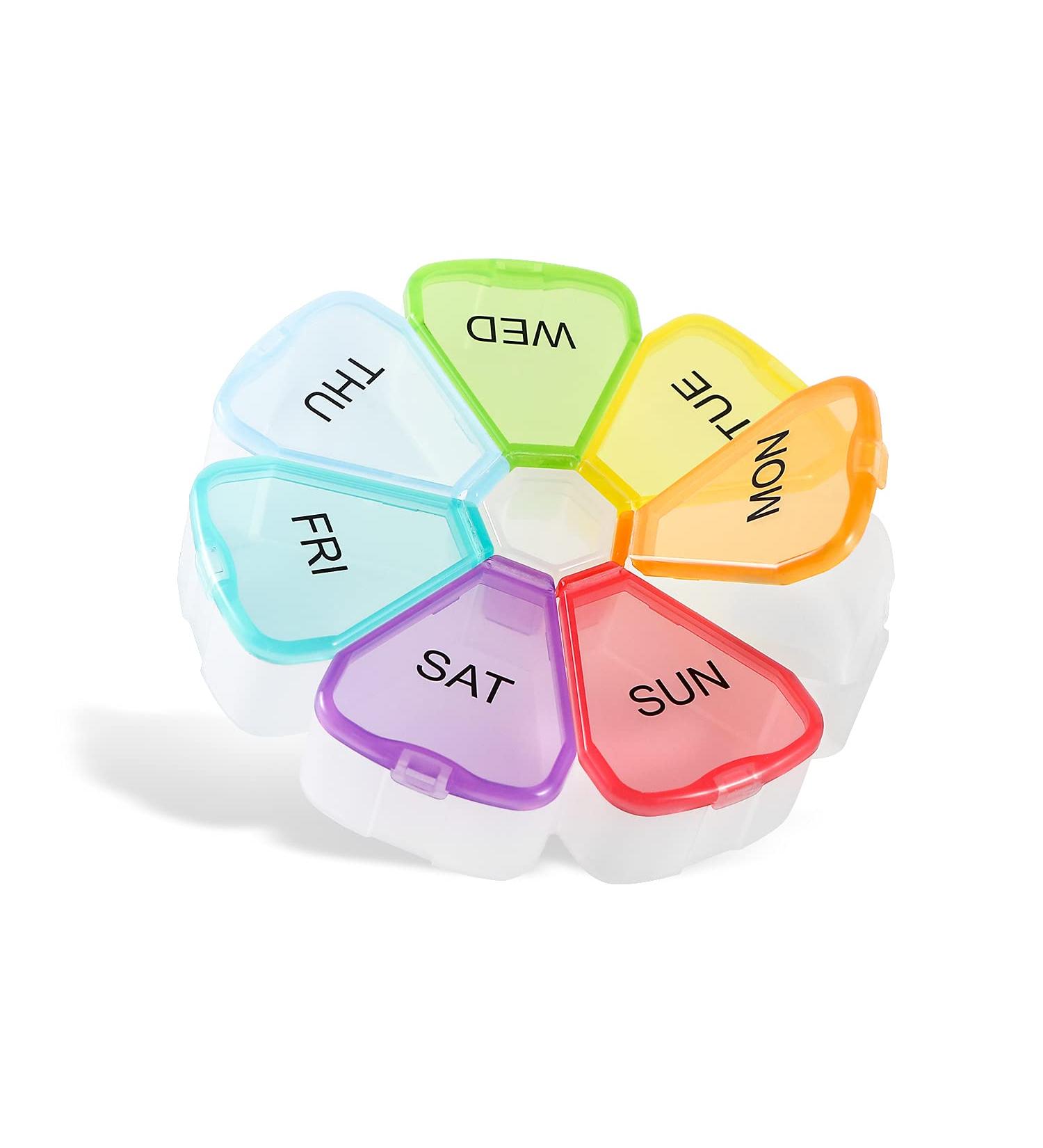 Gymboyang 7 Day Pill Organizer | Portable Weekly Pill Box for Travel | Dispenser Reminder Container for Vitamins, Fish Oil, Supplements, Medications - Buy Online on GoSupps.com