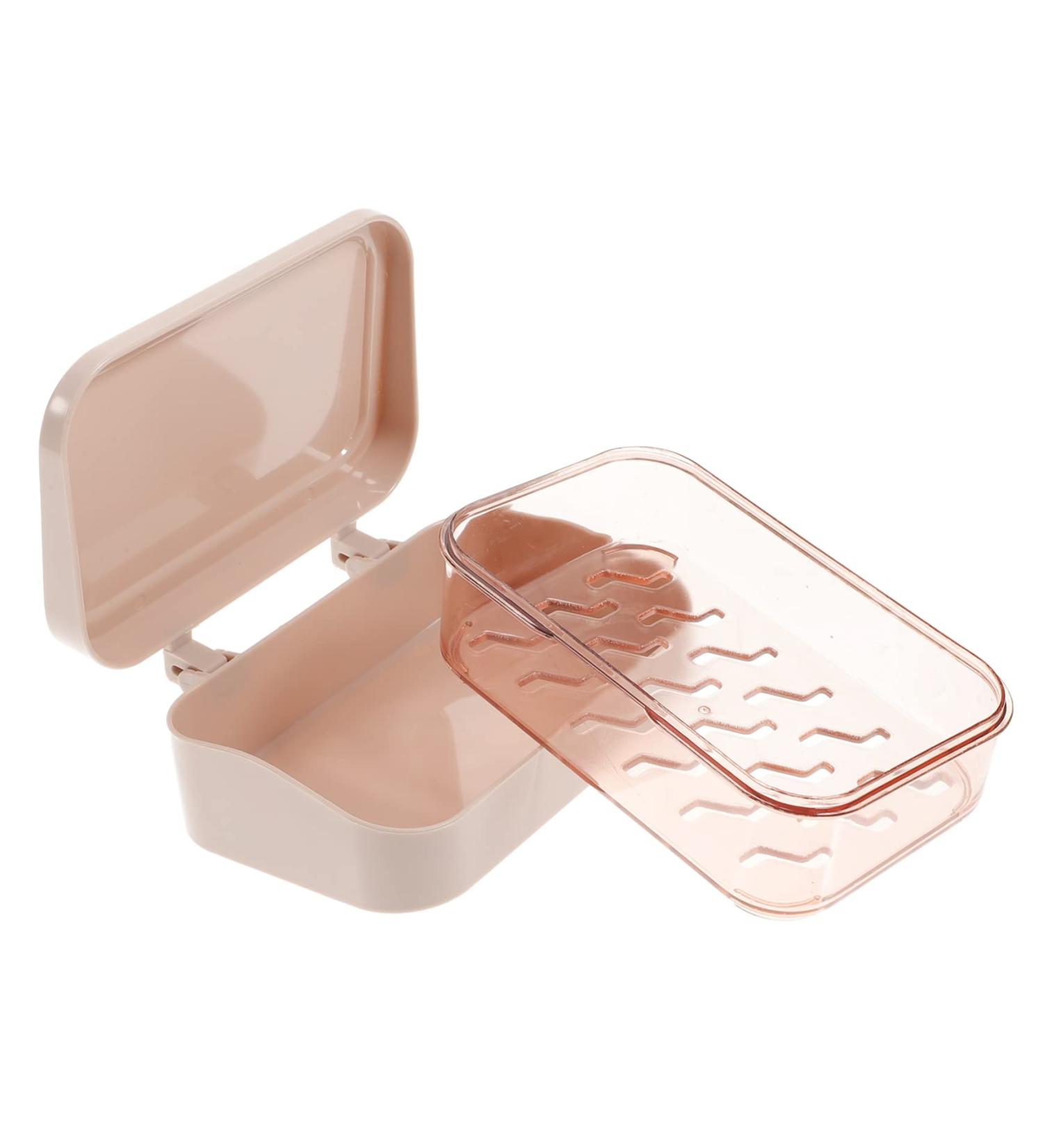 GAXIRE Box Soap Holder Lid Rice Kitchen Soap Case Soap Container Shampoo Small Drainage Shower Plastic Containers Drainer Dish Soap Bar Holder Facial Uk With Cover Pink Travel Abs Bracket Pink 13.5X9CM - Buy Online on GoSupps.com