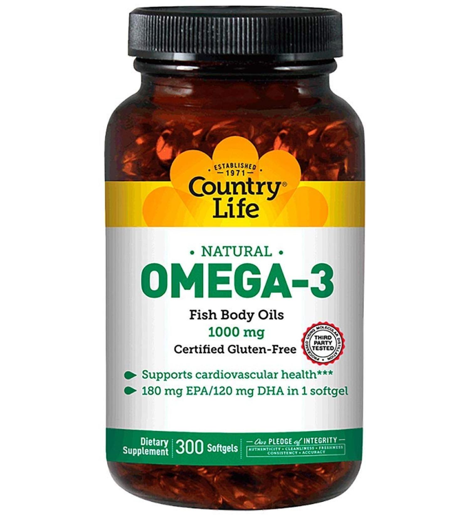 Country Life Natural Omega-3 1000 mg 300 Softgels