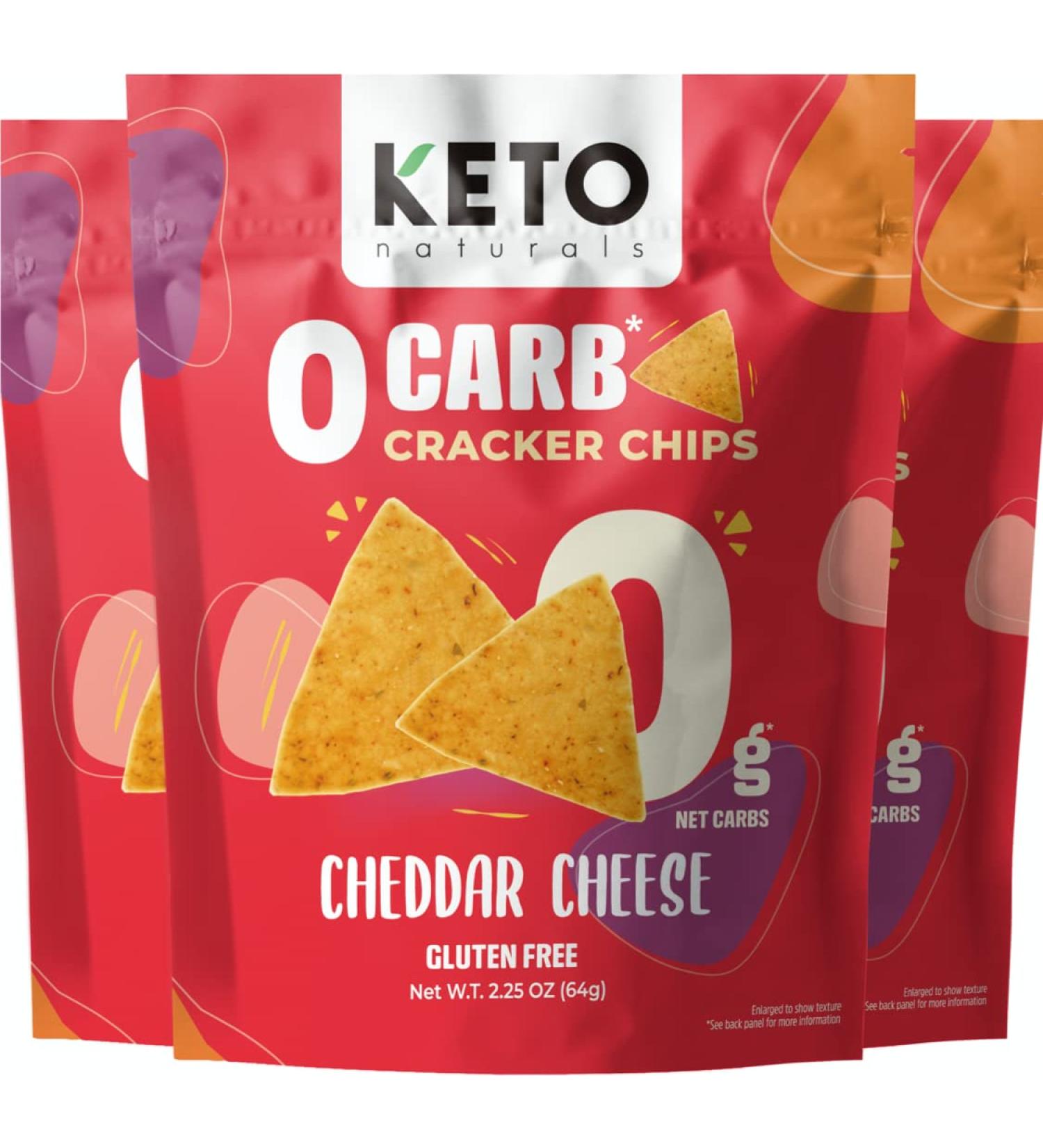Keto Naturals Cheddar Cheese Zero Carb Crackers (3 Packs) - Gluten Free, Healthy Snack for Adults and Kids - Keto Friendly and Delicious - Buy Online on GoSupps.com