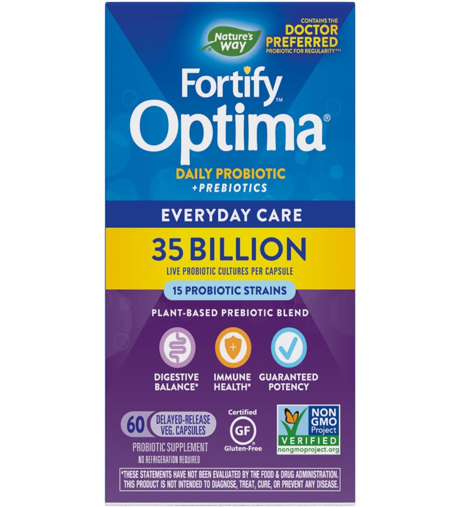 Nature's Way Fortify Optima Probiotic 35 Billion CFU - 60 Vegetarian Capsules for All Ages - Buy Online on GoSupps.com