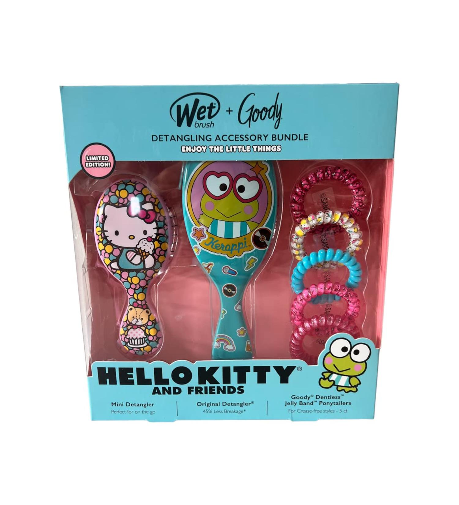 Wet Brush + Goody Detangling Accessory Bundle Hello Kitty Keroppi And Friends Scrunchies Set Kit 1.0 Count