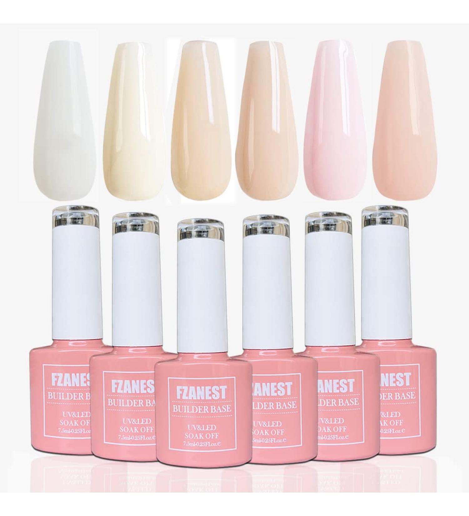 FZANEST Builder Base Gel Set Sheer Milky Pink and Nude Gel Nail Polish Brush On Builder Base Gel In a Bottle Led UV Soak Off Natural Gel Polish Kit (37) Set-37 - Buy Online on GoSupps.com