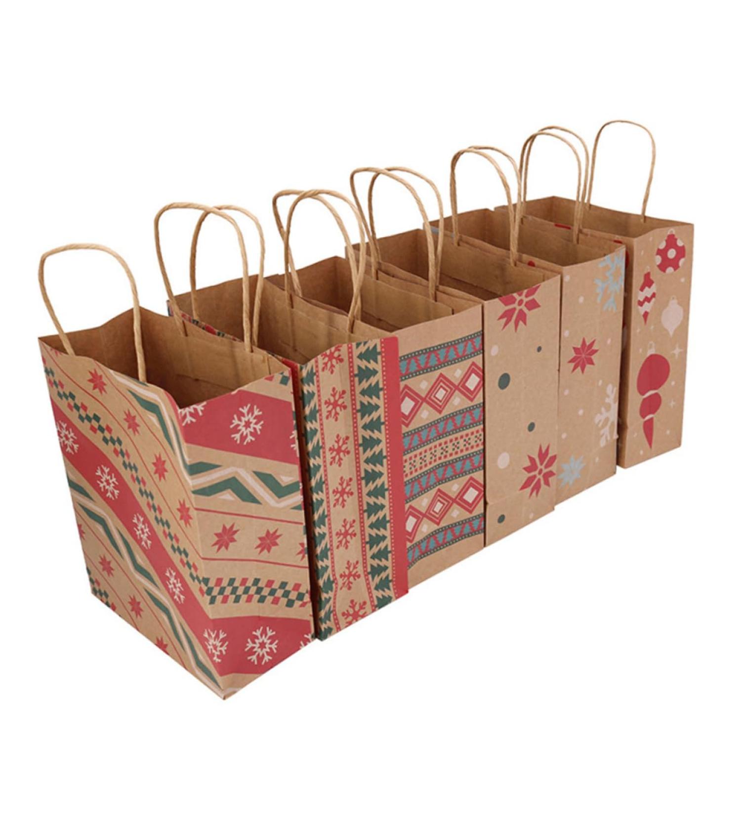 KOMBIUDA 12 Pcs Christmas Party Bag Christmas Print Kraft Bags Holiday Paper Gift Bags Christmas Bags Paper Packaging Bags Printed Paper Bag Christmas Tote Bags Candy Bag Printing - Buy Online on GoSupps.com