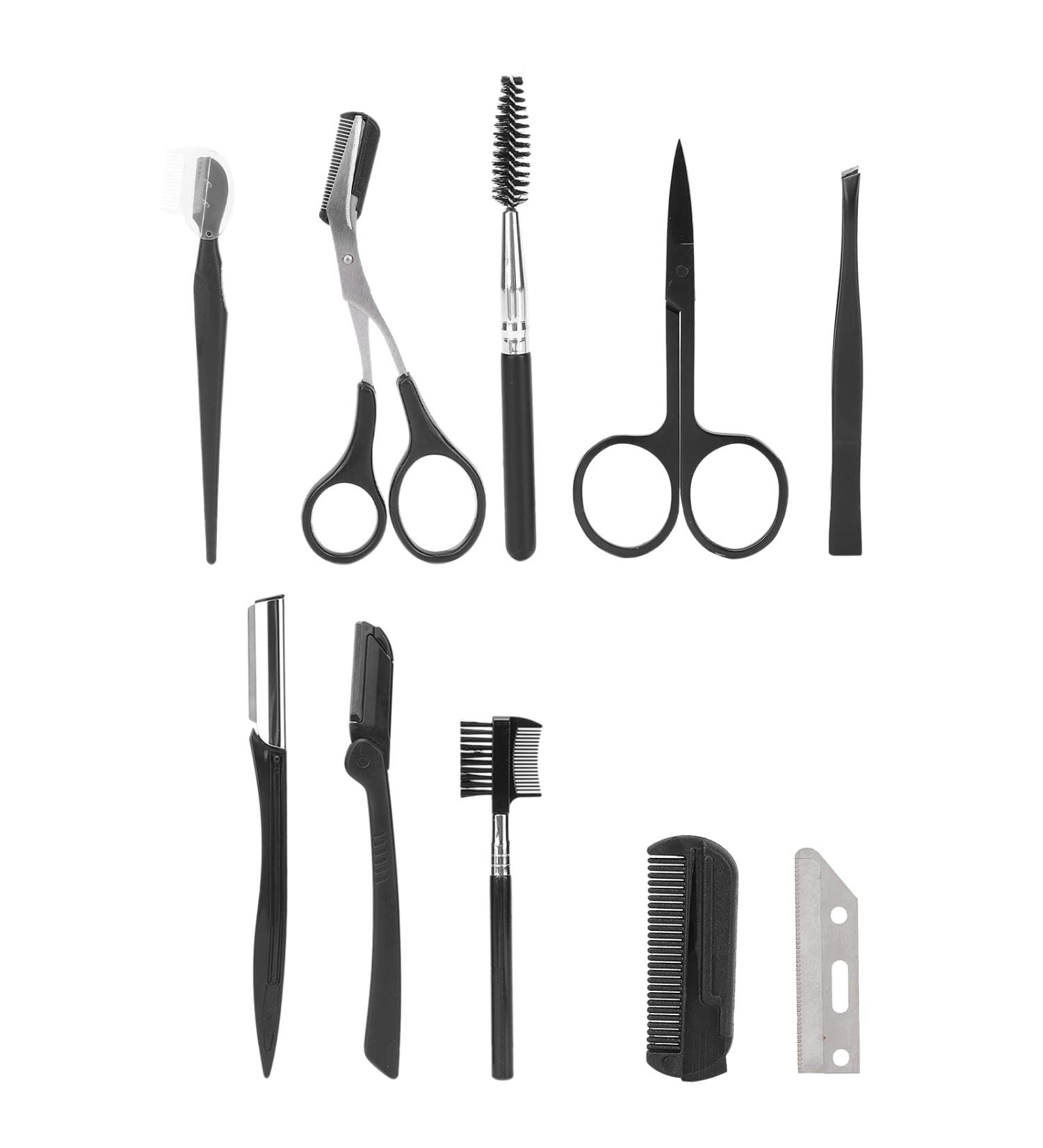 Buy Professional 10-Piece Eyebrow Care Set | Scissors Comb Tweezers & Shaving Tools - International Shipping Available - Buy Online on GoSupps.com
