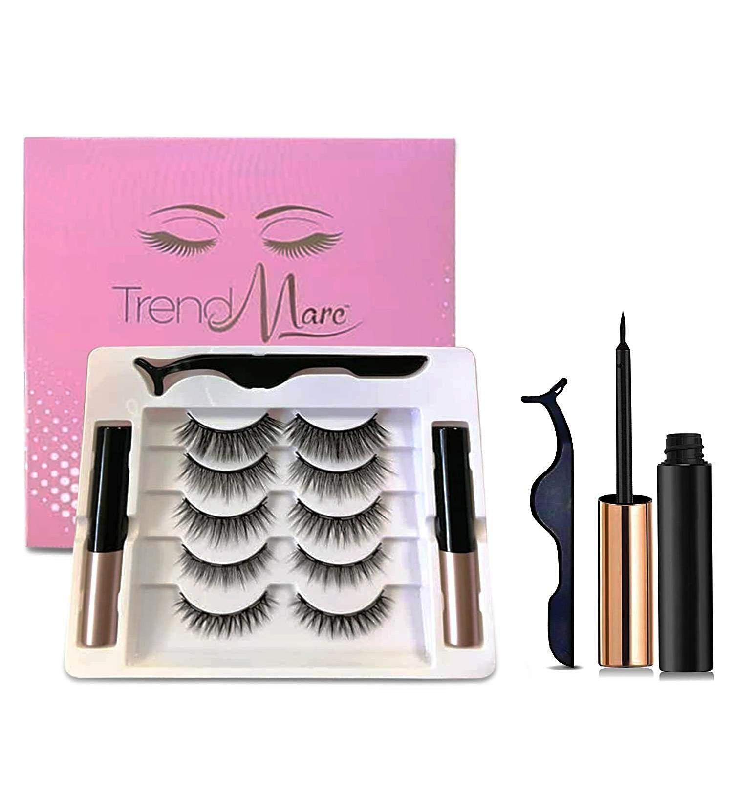 Magnetic Voluminous Eyelashes Nano-Magnetic Eyeliner 3D Magnetic Lashes and Eyeliner with Tweezers Liquid Eyeliner with Applicator No Glue Eyelashes Reusable Magnetic Eyelashes - 5 Pairs - Buy Online on GoSupps.com