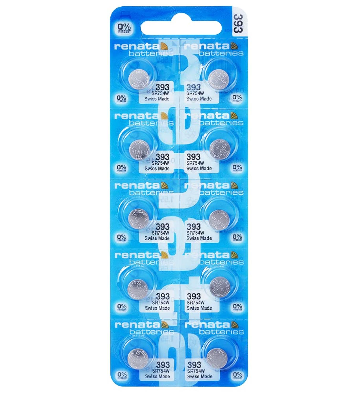 Renata 393 SR754W Batteries - 1.55V Silver Oxide Watch Battery (10 Count) - Long-Lasting Performance | International Shipping Available - Buy Online on GoSupps.com