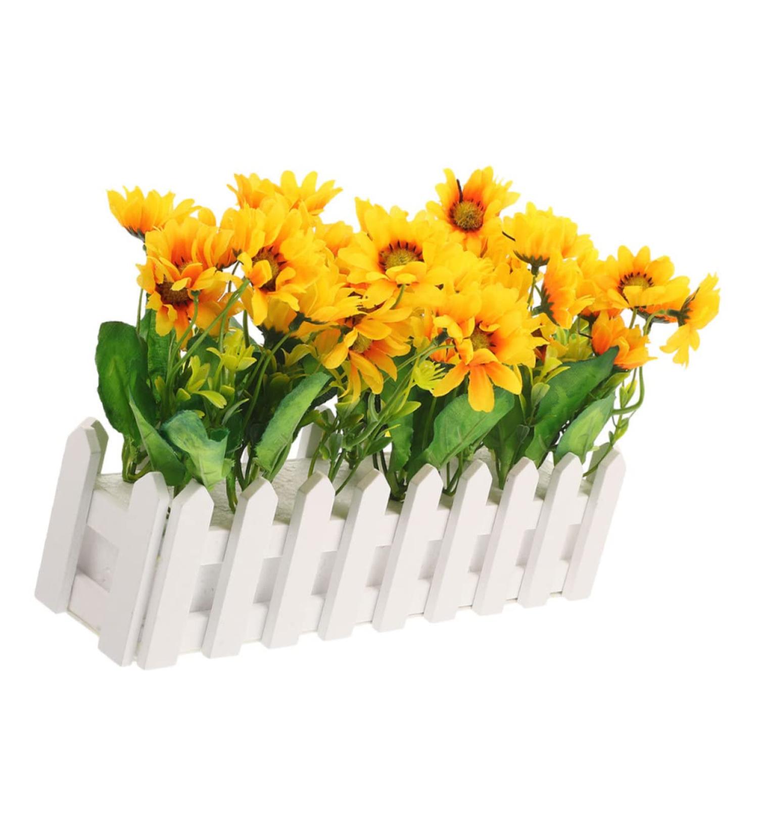 Zerodeko Artificial Flower Fence Outdoor Artificial Plants Sunflower Bouquet Sunflower Artificial Flowers Office Desk Decor Pots Plants Faux Plant White Fake Flowers Villain Foam White 40X9CM - Buy Online on GoSupps.com