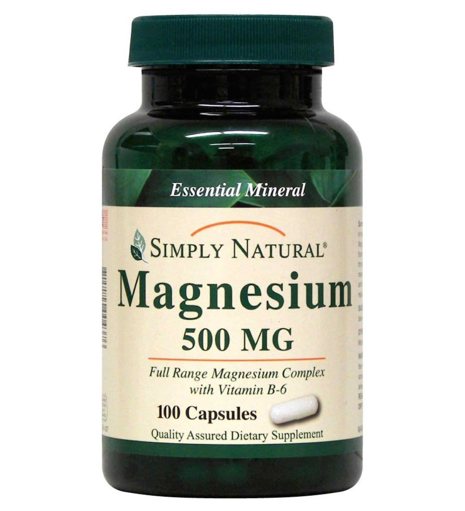 Simply Natural Magnesium 500mg - 100 Capsules | Pure and Potent Supplement - Buy Online on GoSupps.com