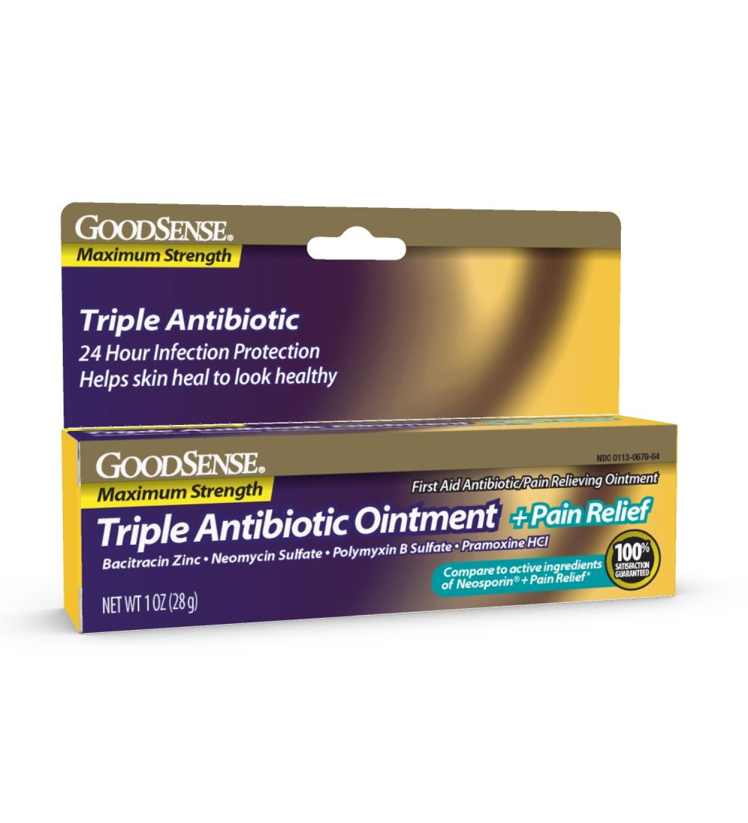 GoodSense Maximum Strength Triple Antibiotic Ointment + Pain Relief 1oz | Soothes Cuts, Scrapes, Burns | Prevents Infection - Buy Online on GoSupps.com