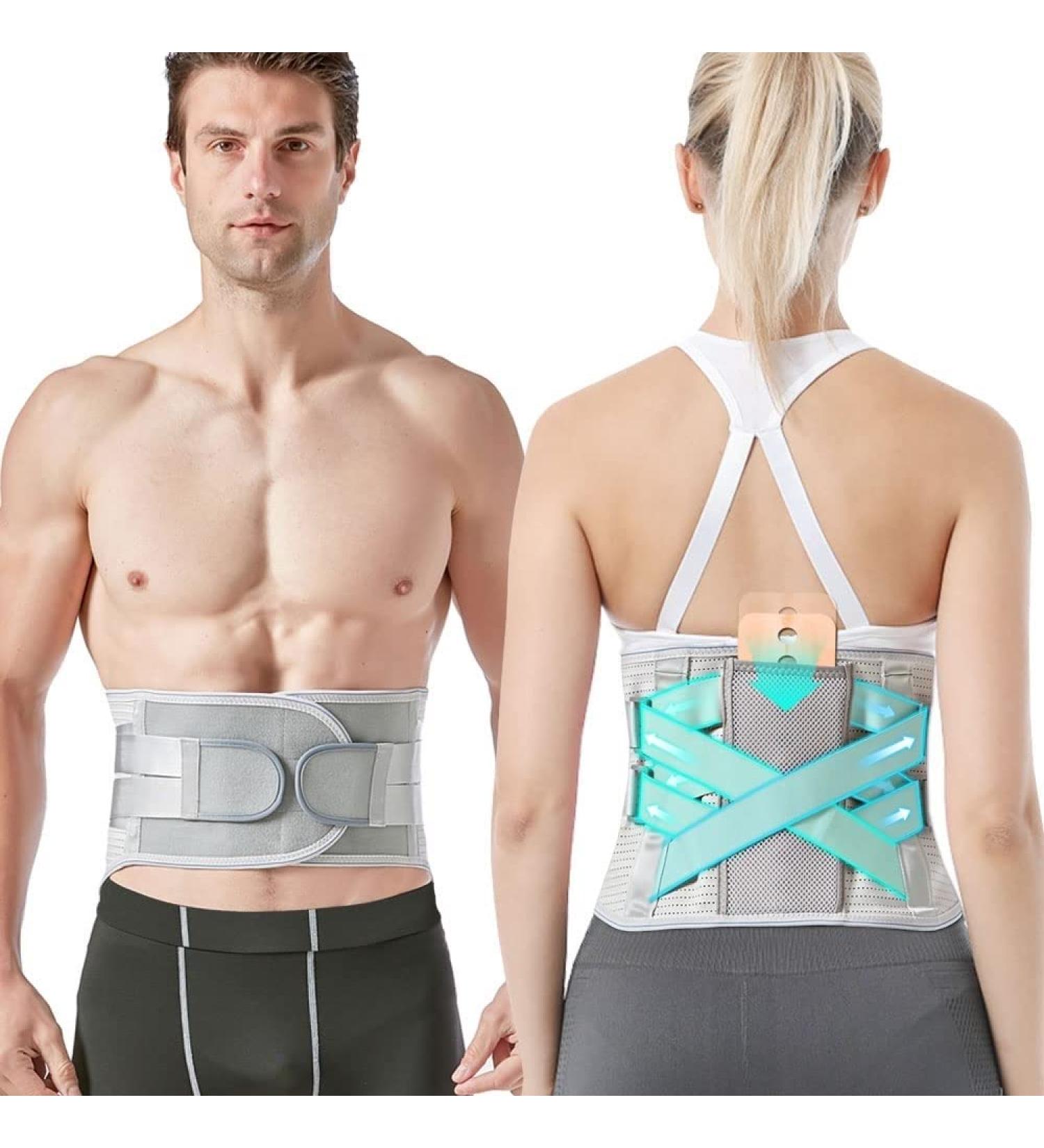 Lower Back Brace with Bionic Support - Adjustable Lumbar Belt for Herniated Disc Sciatica & Scoliosis | XX-Large Gray - International Shipping Available - Buy Online on GoSupps.com