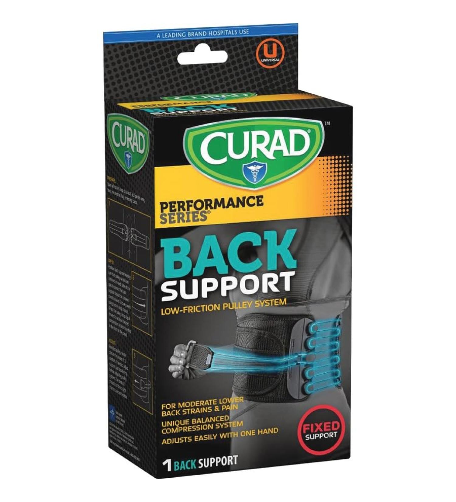 CURAD Compression Lightweight Back Support For Pulled Muscles and Strains Fixed Support Universal Size