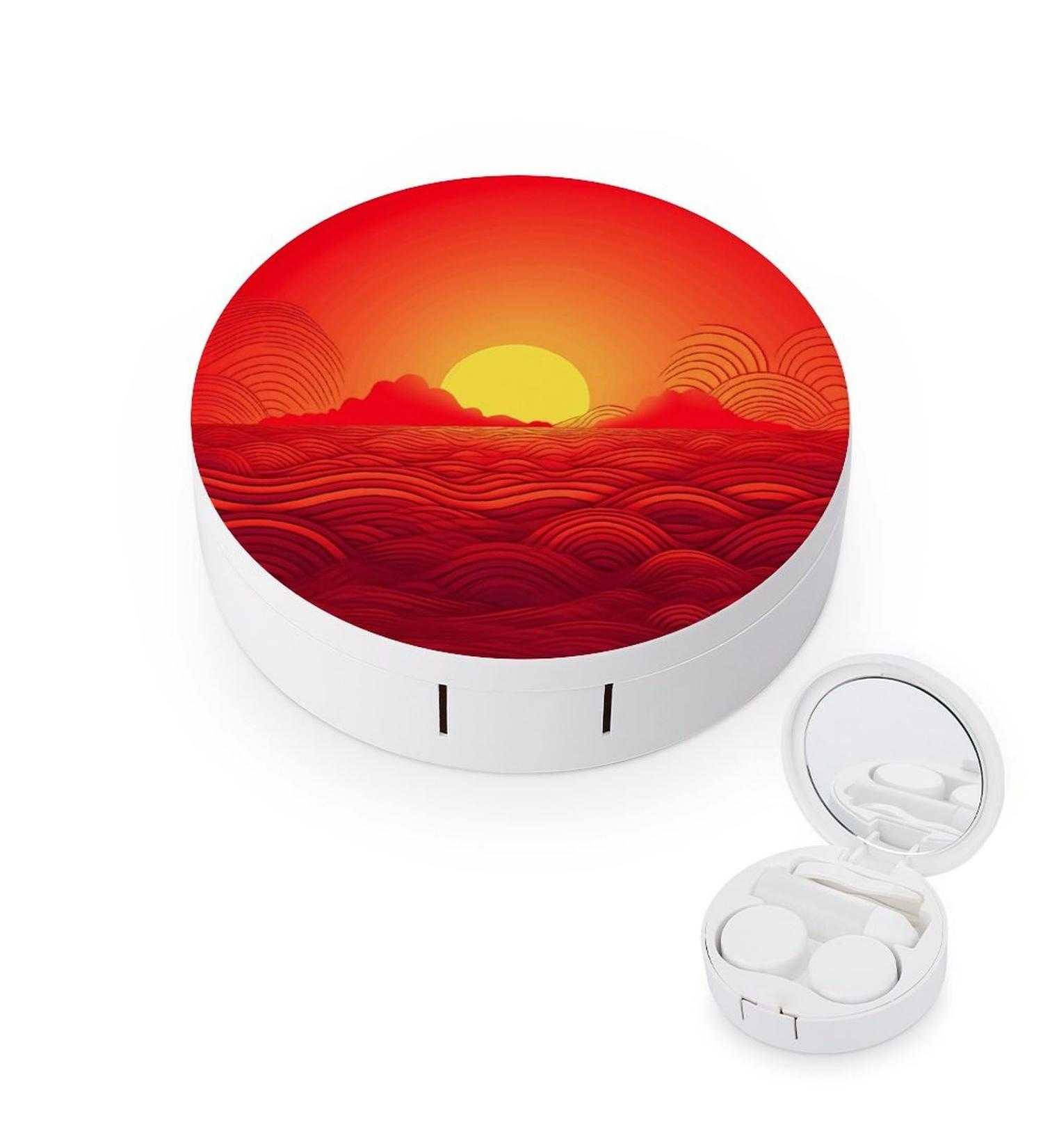 Red Sunrise Print Contact Lens Case | Plastic Lens Care Box & Travel Case - Buy Online on GoSupps.com