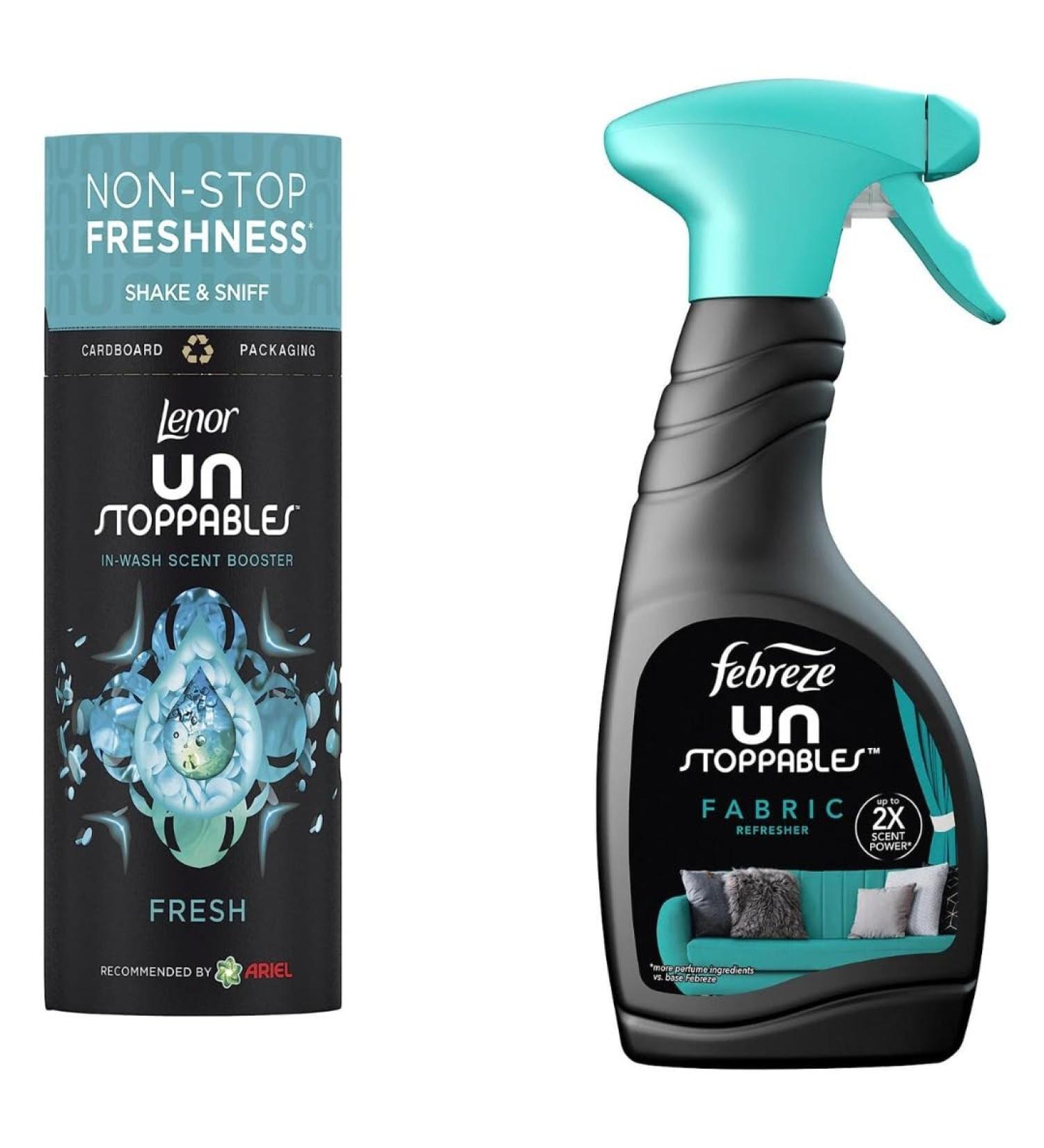 Lenor Unstoppables in-wash Scent Booster Beads 176 gr & Febreze Unstoppables Fabric Spray Fresh Scent 500ml - Buy Online on GoSupps.com