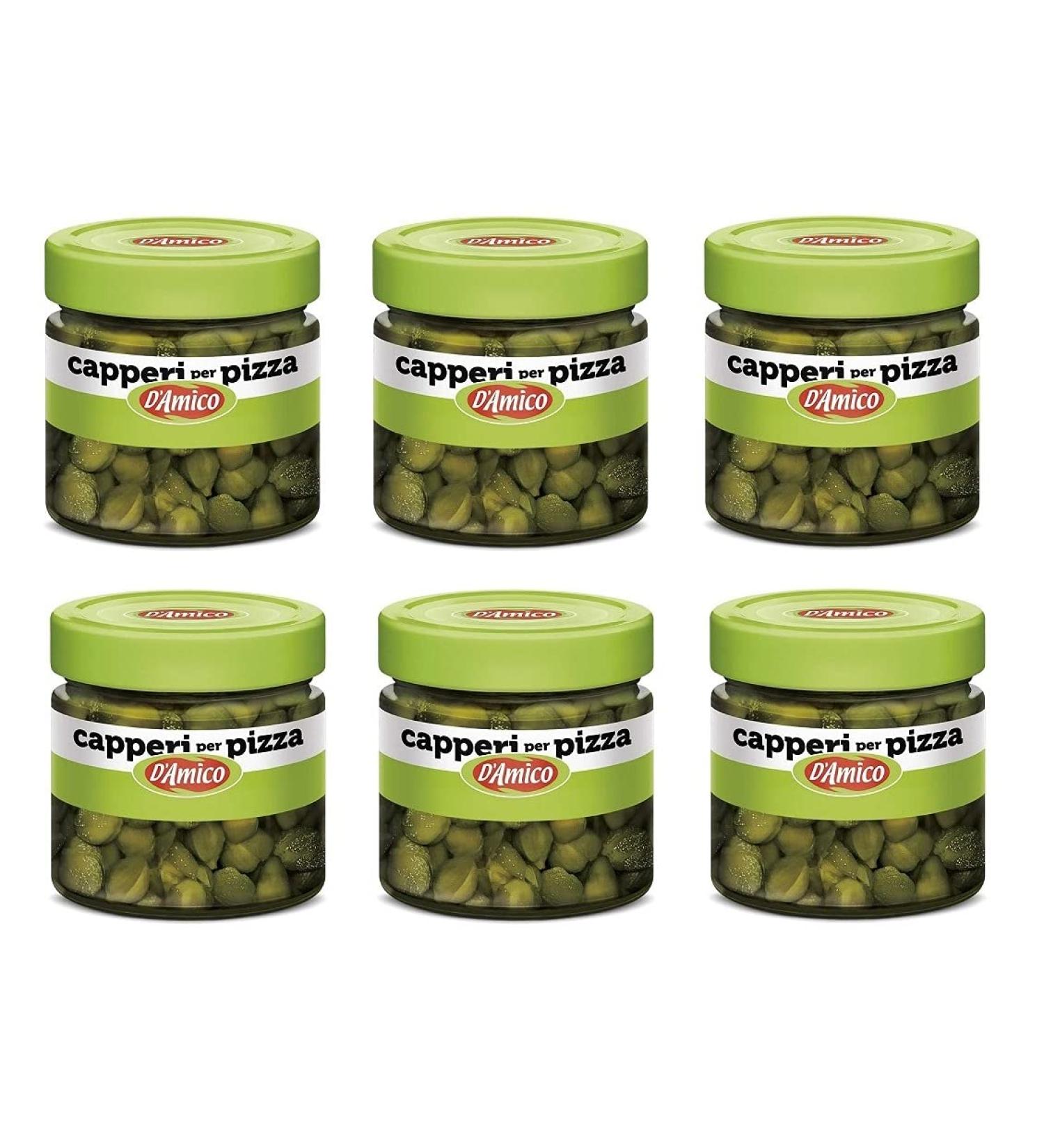 6x D'Amico Capperi per Pizza Capers for Pizza Glass 100g