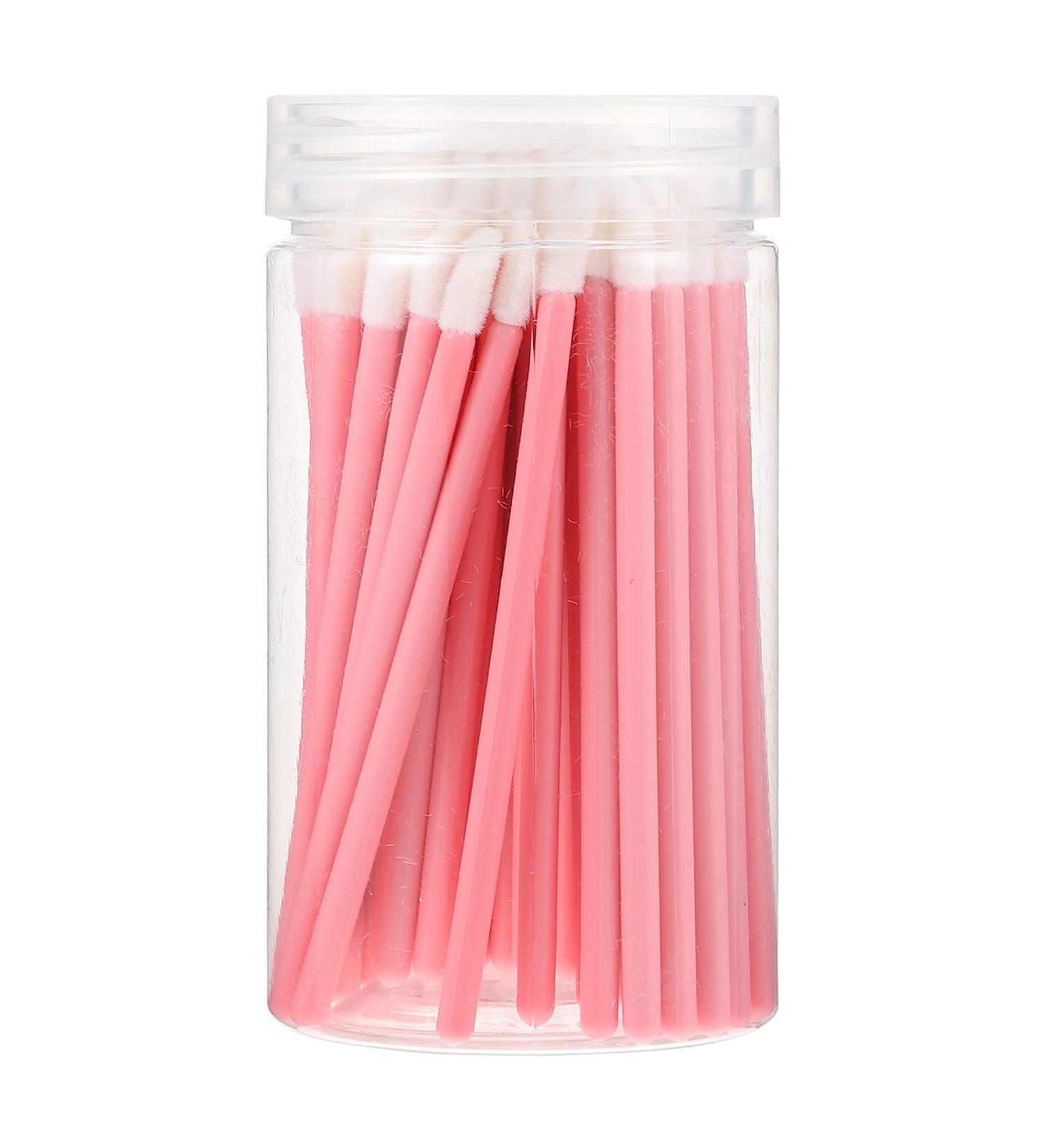 100pcs Pink Bucket Lip Brush Set - Makeup Tool for Lipstick & Lip Gloss Application | Beauty Supplies & Accessories - Buy Online on GoSupps.com