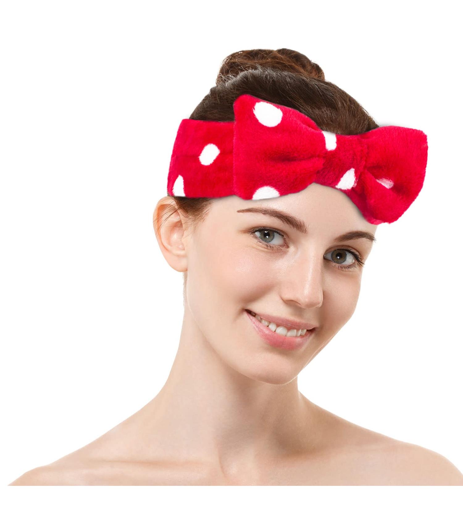 ODDIER Make-up Spa Headband - Red Microfiber Coral Fleece Hair Band for Women and Girls, Ideal for Bath, Skincare, and Makeup Application - Buy Online on GoSupps.com