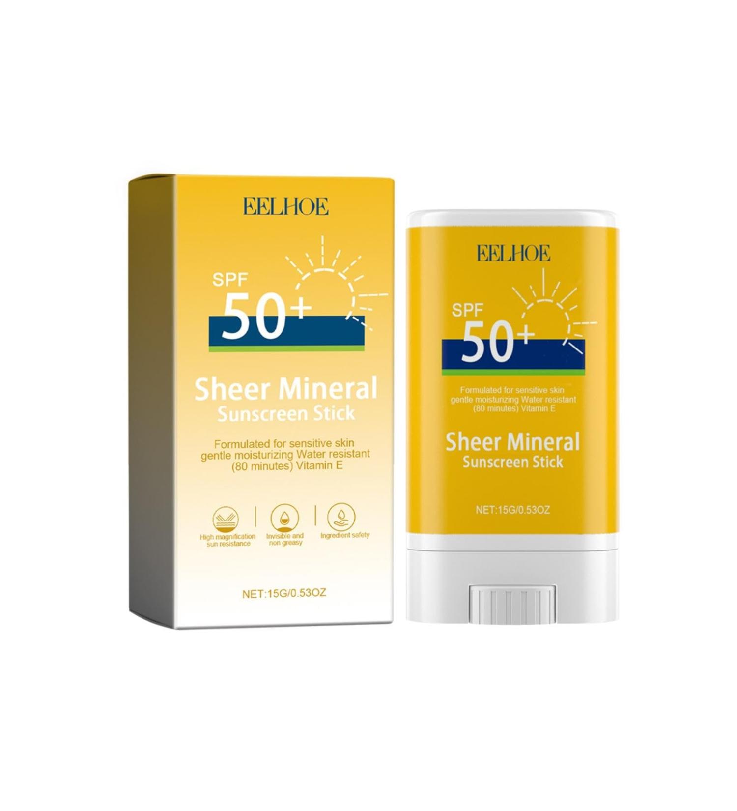 Sheer Mineral Sunscreen Stick for Face & Body SPF 50+ Waterproof Sunscreen Mineral Sunscreen Natural Sunscreen no Chemicals Sunscreen Sun Cream Stick Sun Protection (1PC) - Buy Online on GoSupps.com