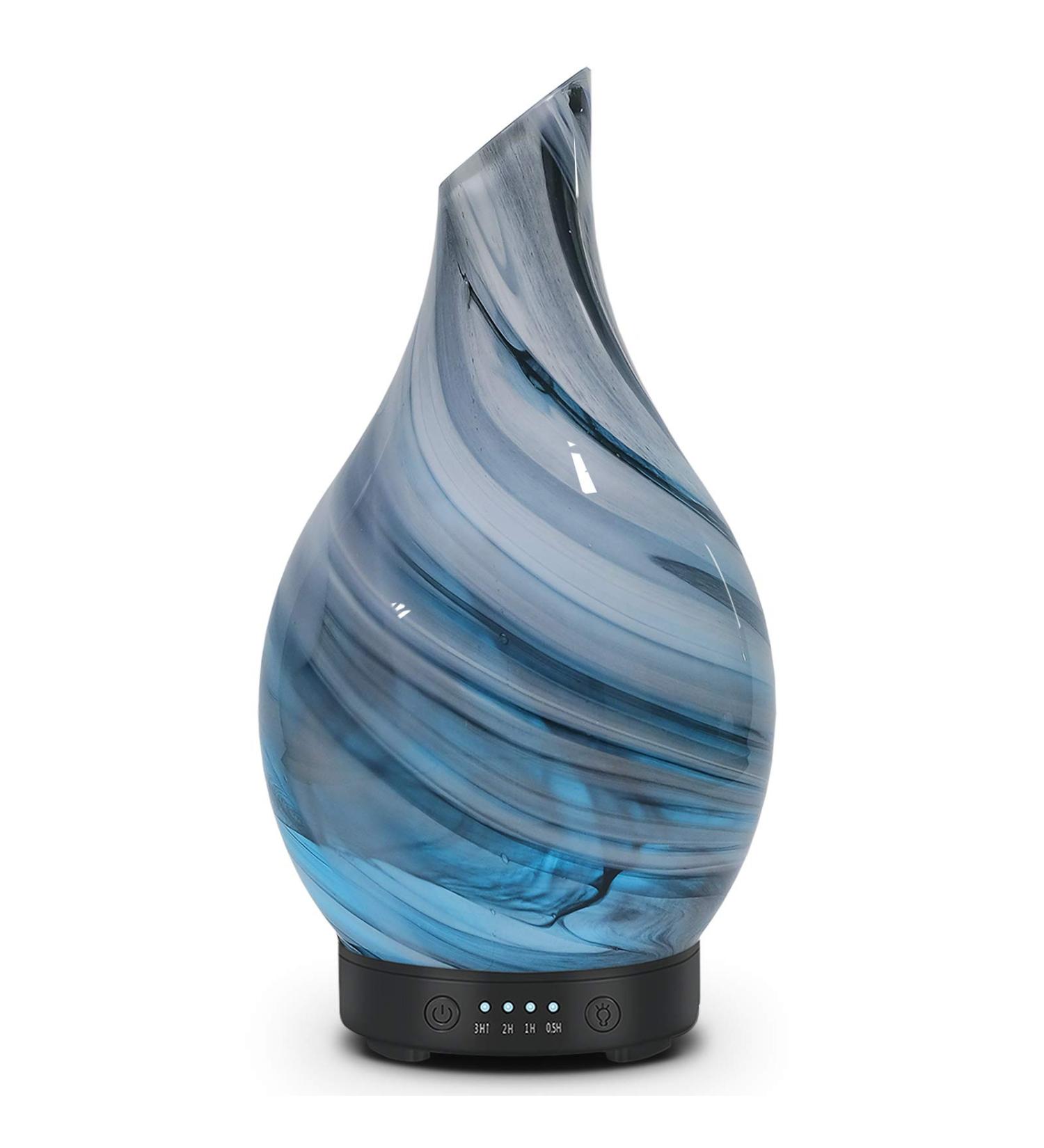120ml Ultrasonic Aromatherapy Diffuser with Handmade Glass - BPA Free, Waterless Auto-Off, 4 Timer Setting, 7 Colors LED - Home, Yoga, Office - Grey - Buy Online on GoSupps.com