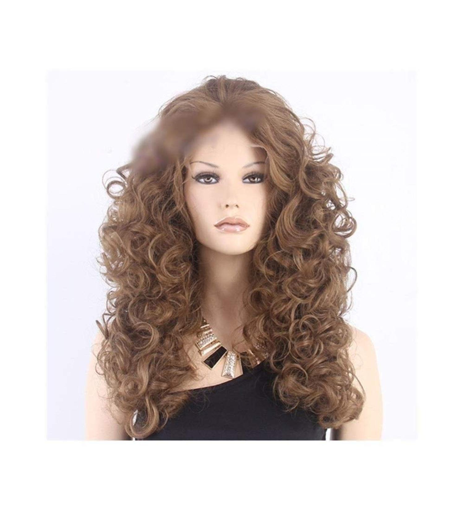 BGHJUE Fluffy Long Curly Hair Wig for African American Women - Brown Synthetic Full Wig Heat Resistant Fiber - Buy Online on GoSupps.com