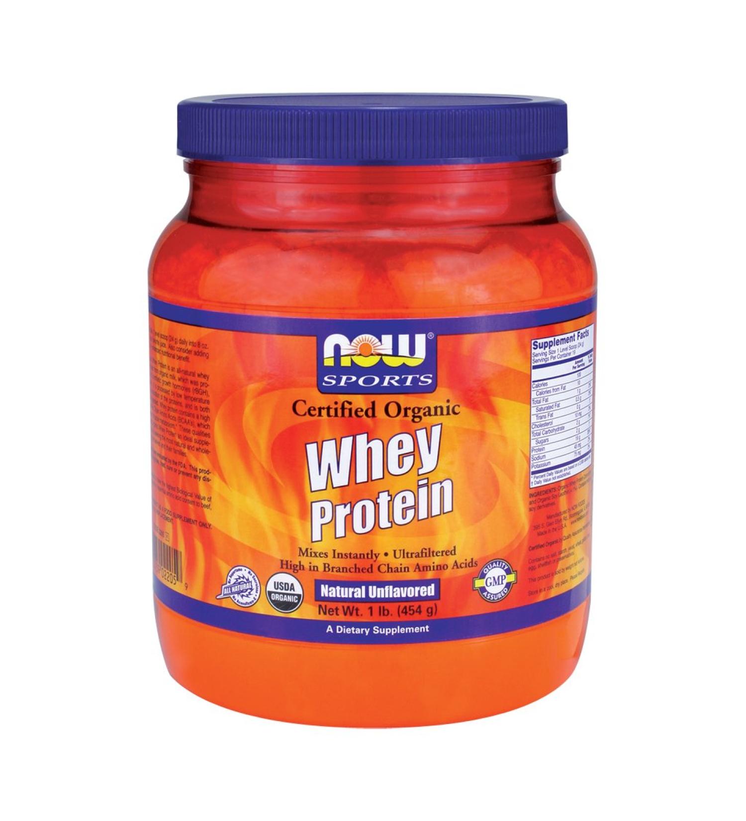 Now Foods Whey Protein Natural Unflavored Organic - 1 lb. 2 Pack