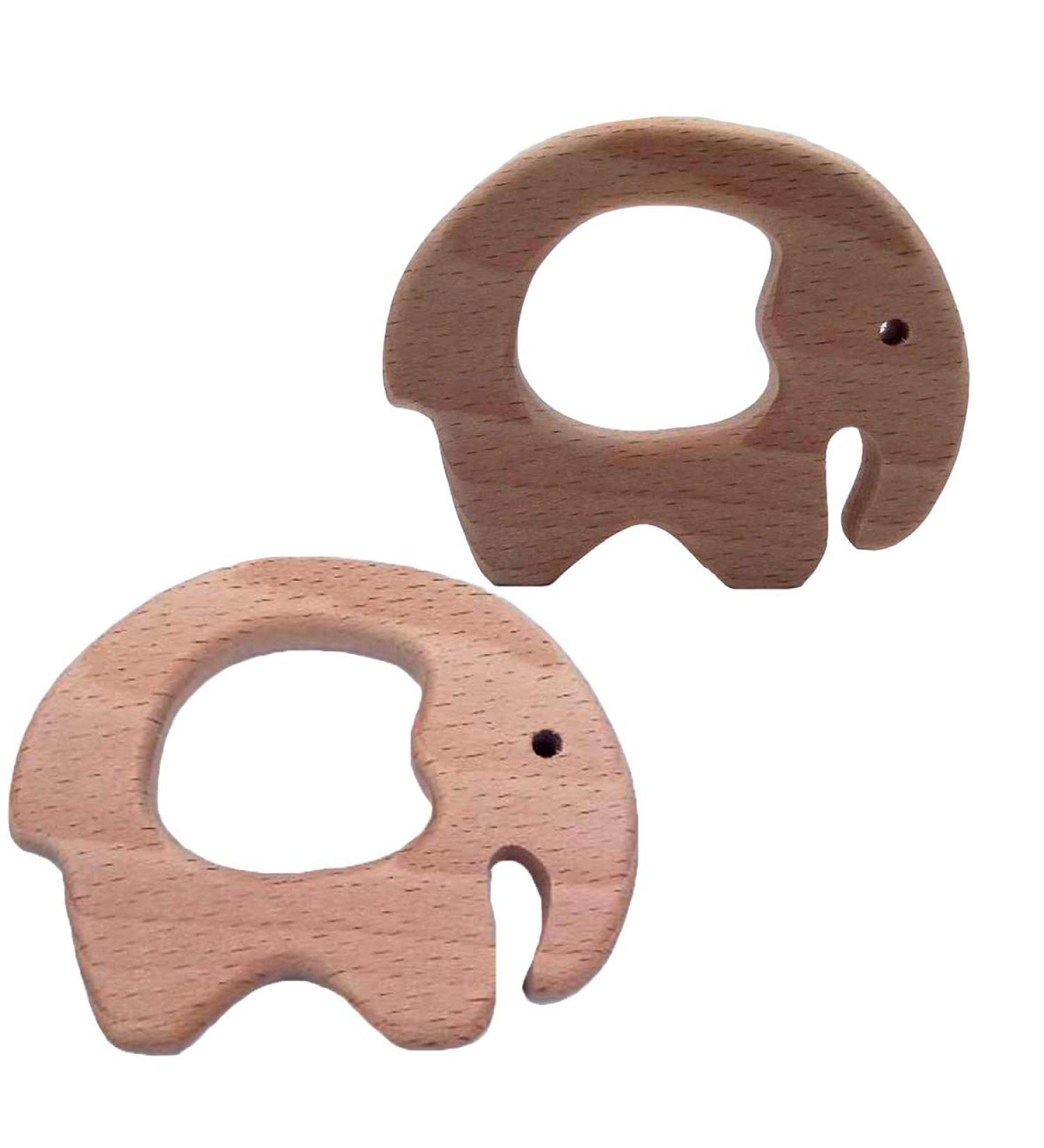 2pcs Handmade Cartoon Elephant Wood Pendant Decorations - Natural Beech Wooden DIY Necklace Charms - Buy Online on GoSupps.com