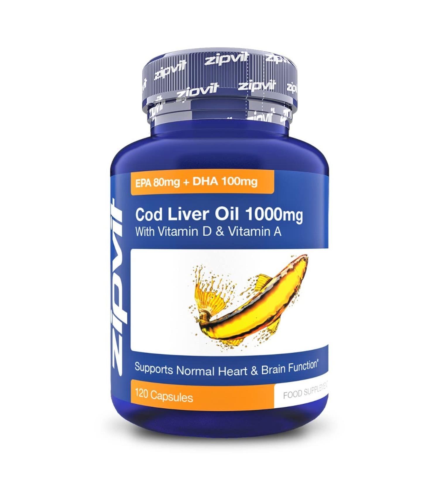 Cod Liver Oil 1000mg Softgels - EPA 80mg DHA 90mg - 4 Months Supply - Buy Online on GoSupps.com