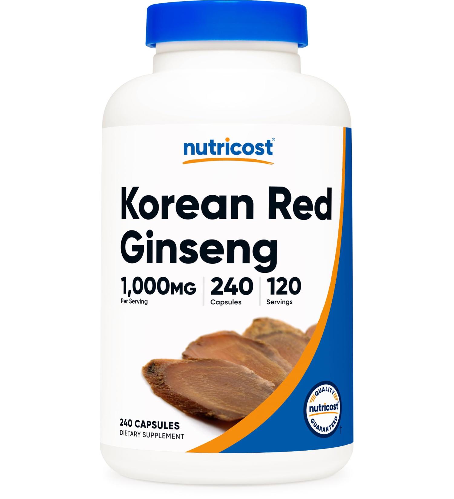 Nutricost Korean Ginseng 1000mg Serving 240 Capsules - 500mg Per Capsule 120 Servings - Korean Panax Red Ginseng - Gluten Free & Non-GMO 240 Count (Pack of 1) - Buy Online on GoSupps.com