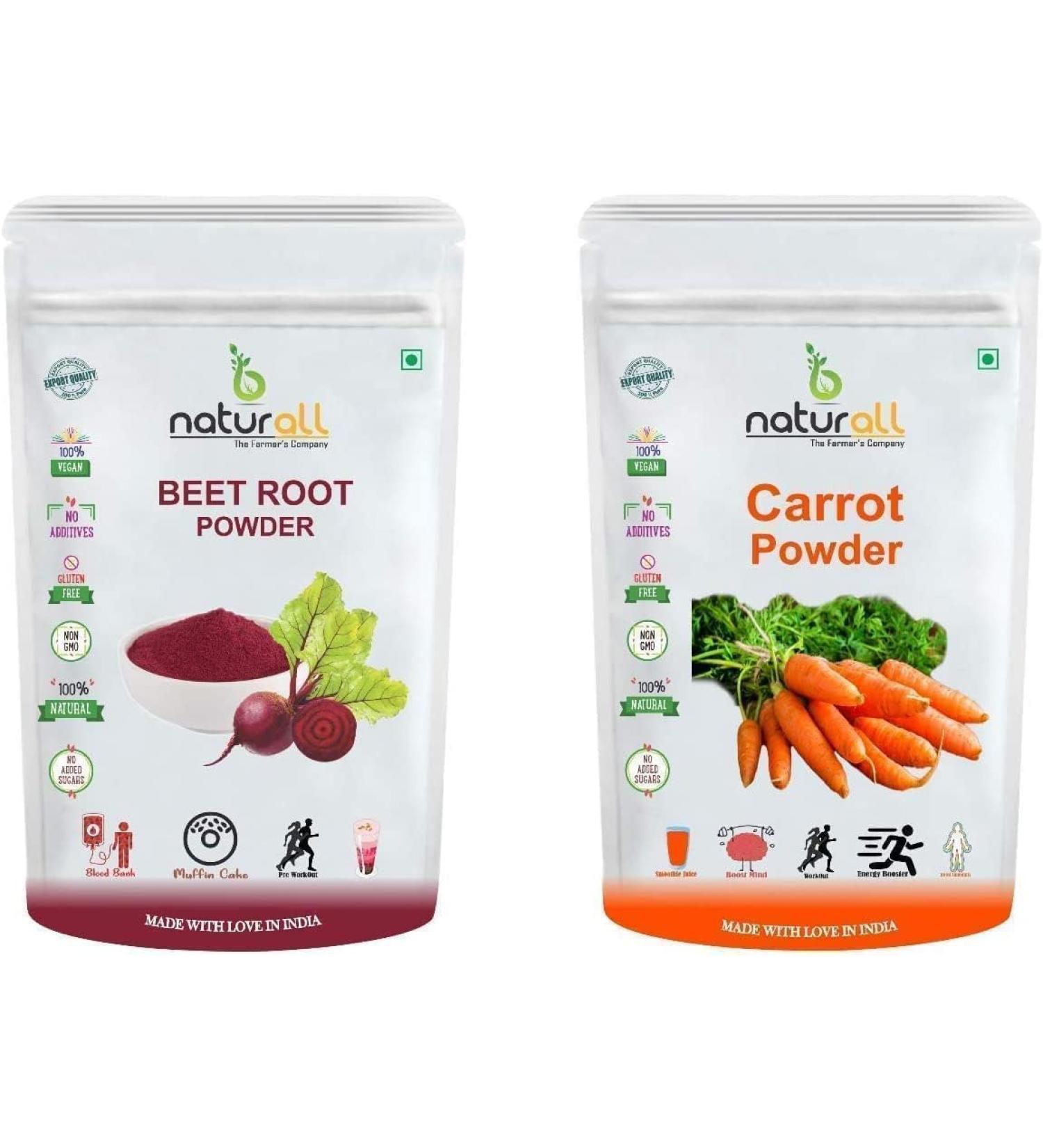 SENTA Beet Root Powder and Carrot Powder - 1 KG Each Super Saver Combo Pack by B Naturall - Buy Online on GoSupps.com