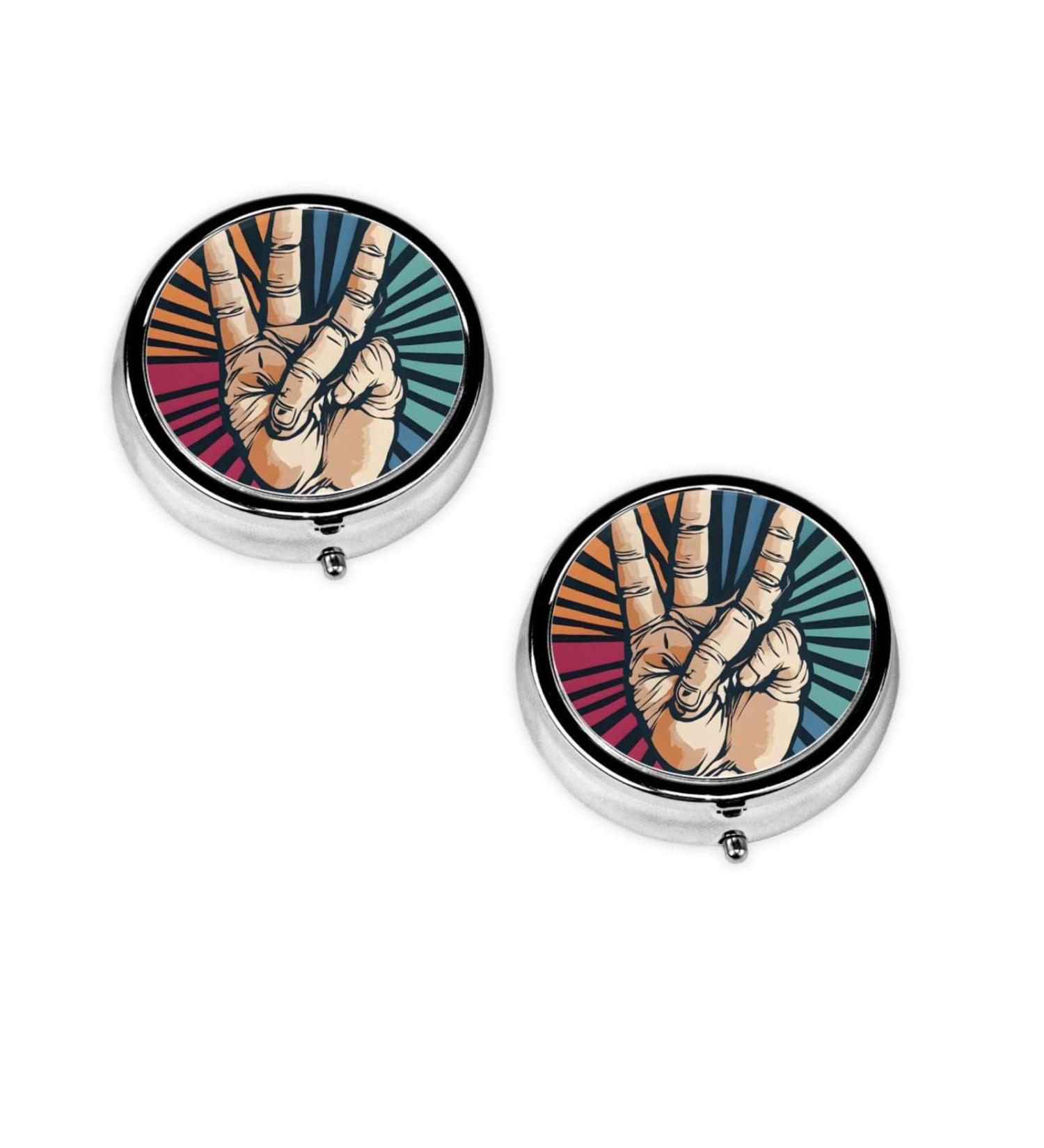 Rock and Roll Round Pill Box - 3 Compartment Portable Travel Organizer for Vitamins & Medicine - Buy Online on GoSupps.com