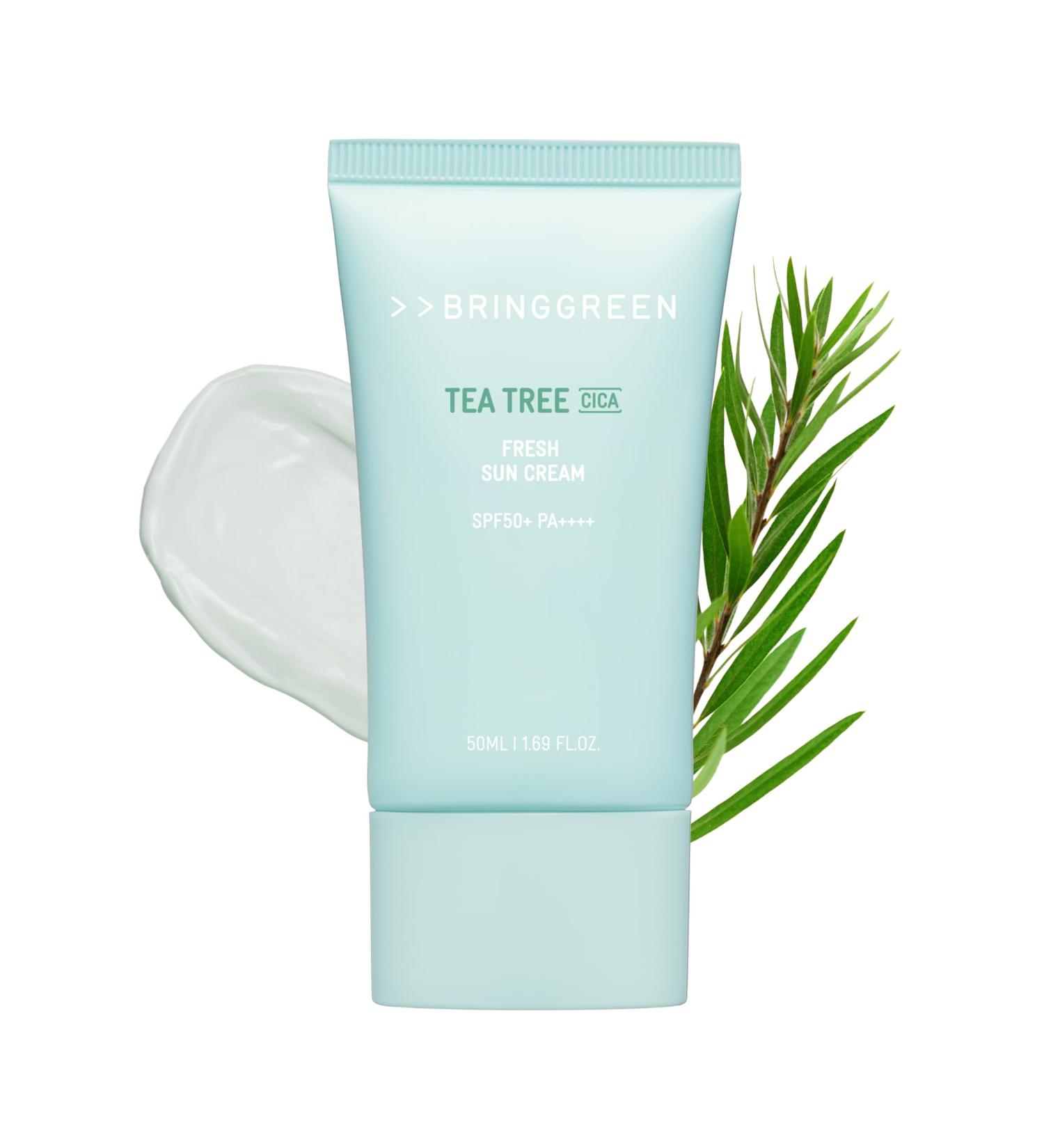 BRING GREEN Tea Tree CICA Mineral Sunscreen SPF 50+ PA++++ | Non-Nano Zinc Oxide Face Sun Lotion Reef Safe Korean Sunscreen for Sensitive Skin Oil-Free 1.69 fl. oz - Buy Online on GoSupps.com