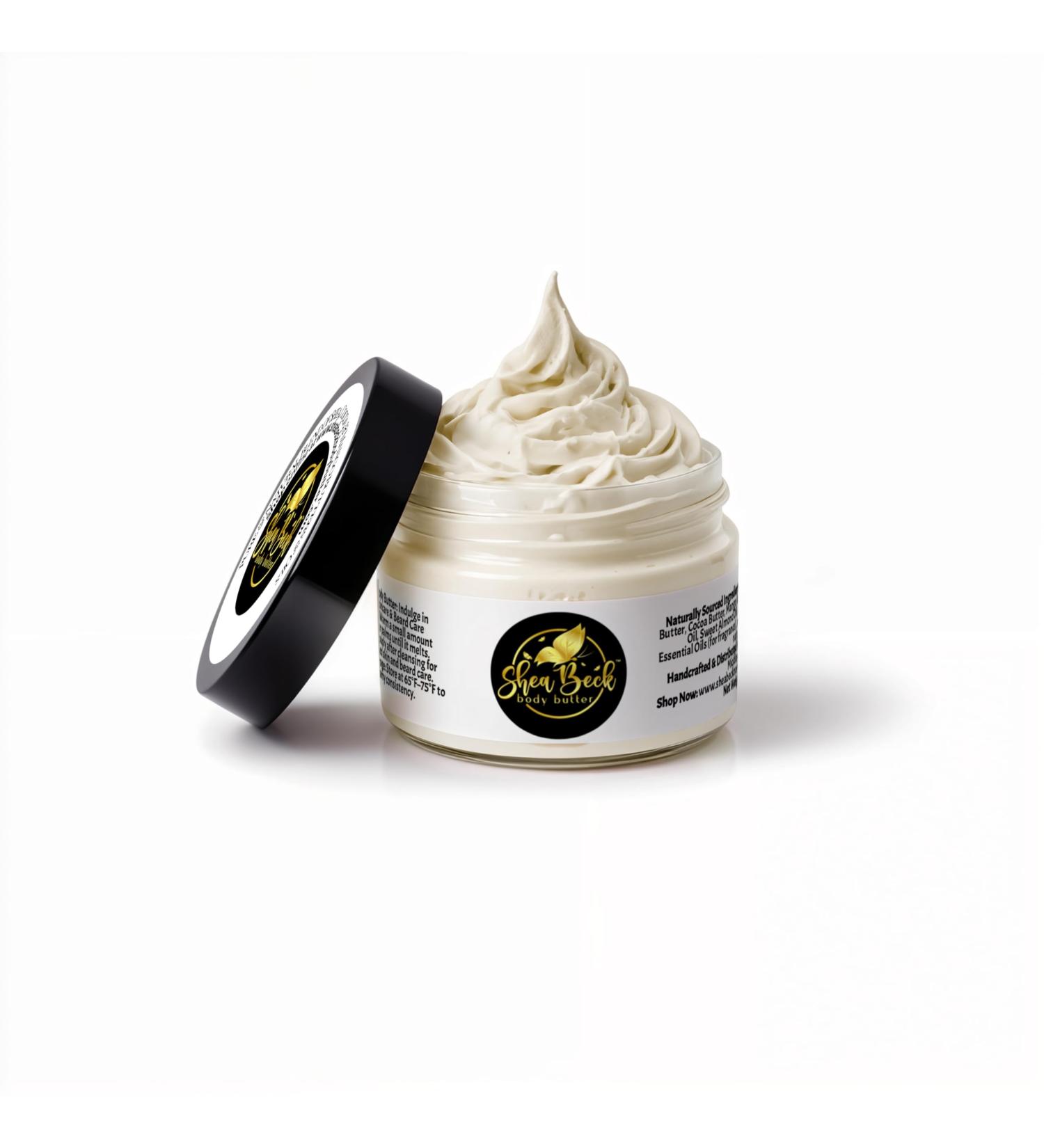 Shea Beck Body Butter Pure & Natural Whipped Body Butter with Shea Cocoa & Mango Butters + Jojoba Avocado & Sweet Almond Oils | Skin & Beard Care (Unscented)
