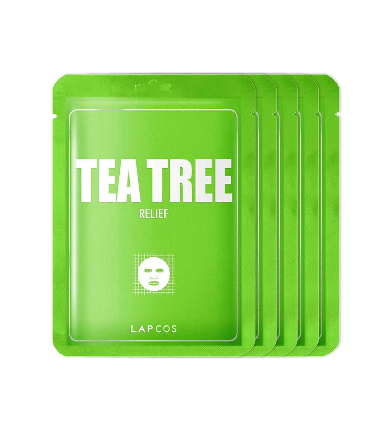 LAPCOS Tea Tree Sheet Mask 5-Pack - Korean Beauty Favorite for Daily Soothing, Acne Treatment, and Pore Clearing - Buy Online on GoSupps.com