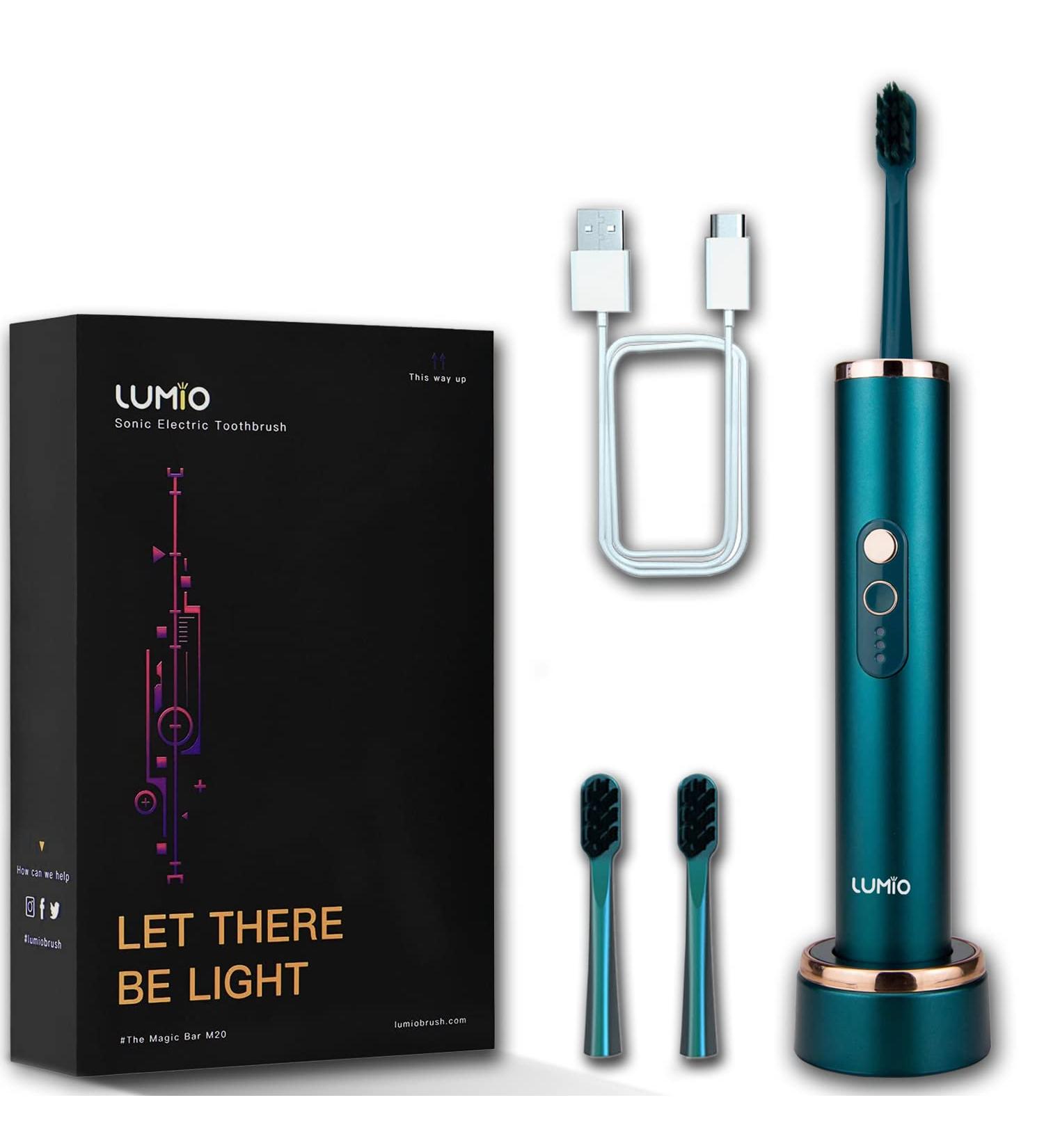 Buy LUMIO Electric Toothbrush - Self-Cleaning Sonic Vibration Portable Ultra Soft Brush Head Cordless Fast Charging for Travel & Home - Dark Green - Buy Online on GoSupps.com