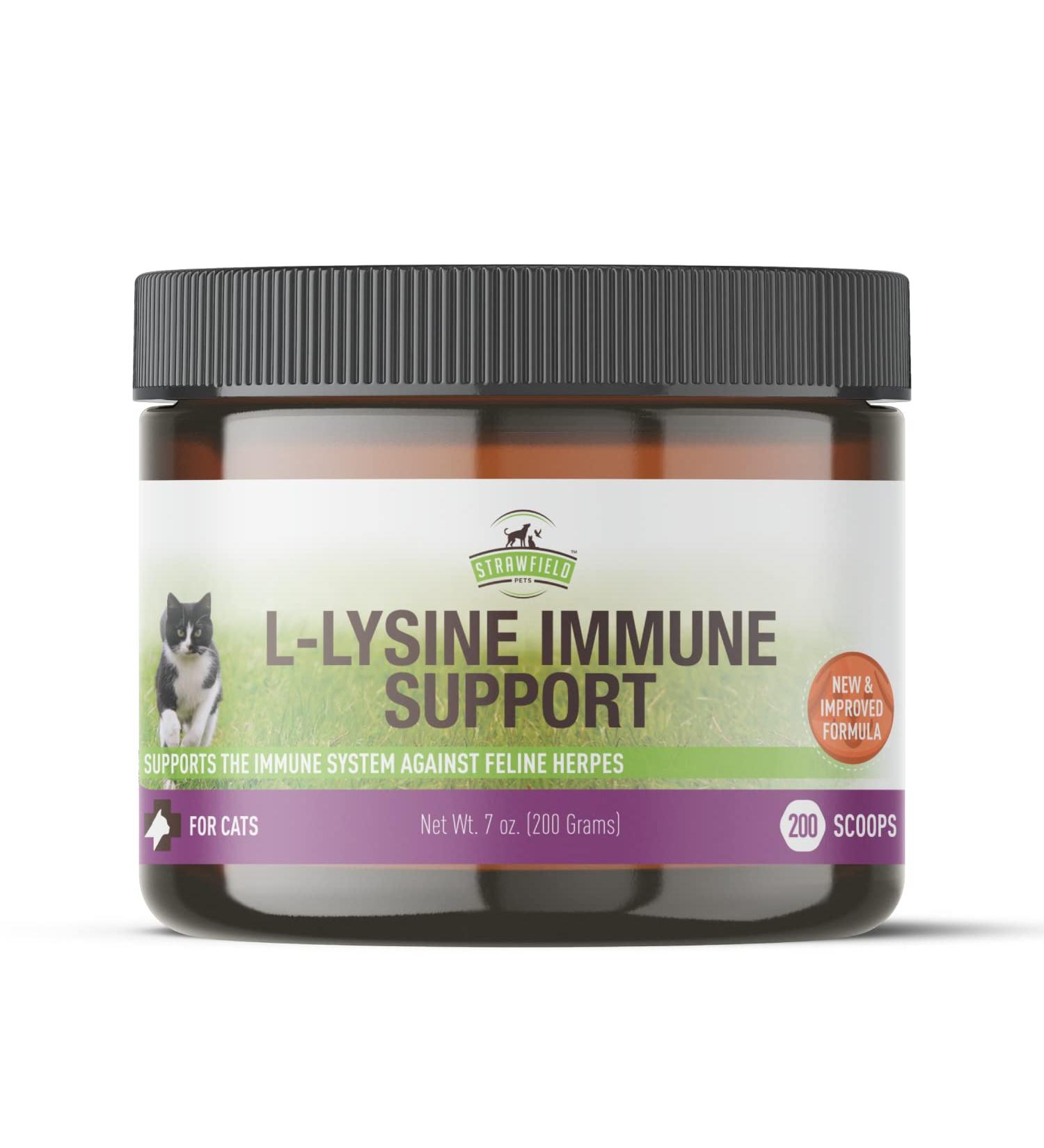Lysine for Cats - 900mg L Lysine Powder Cat Supplements - Immune Support for Cold, Sneezing, Eye Health - 200 Scoops - USA Made - Buy Online on GoSupps.com