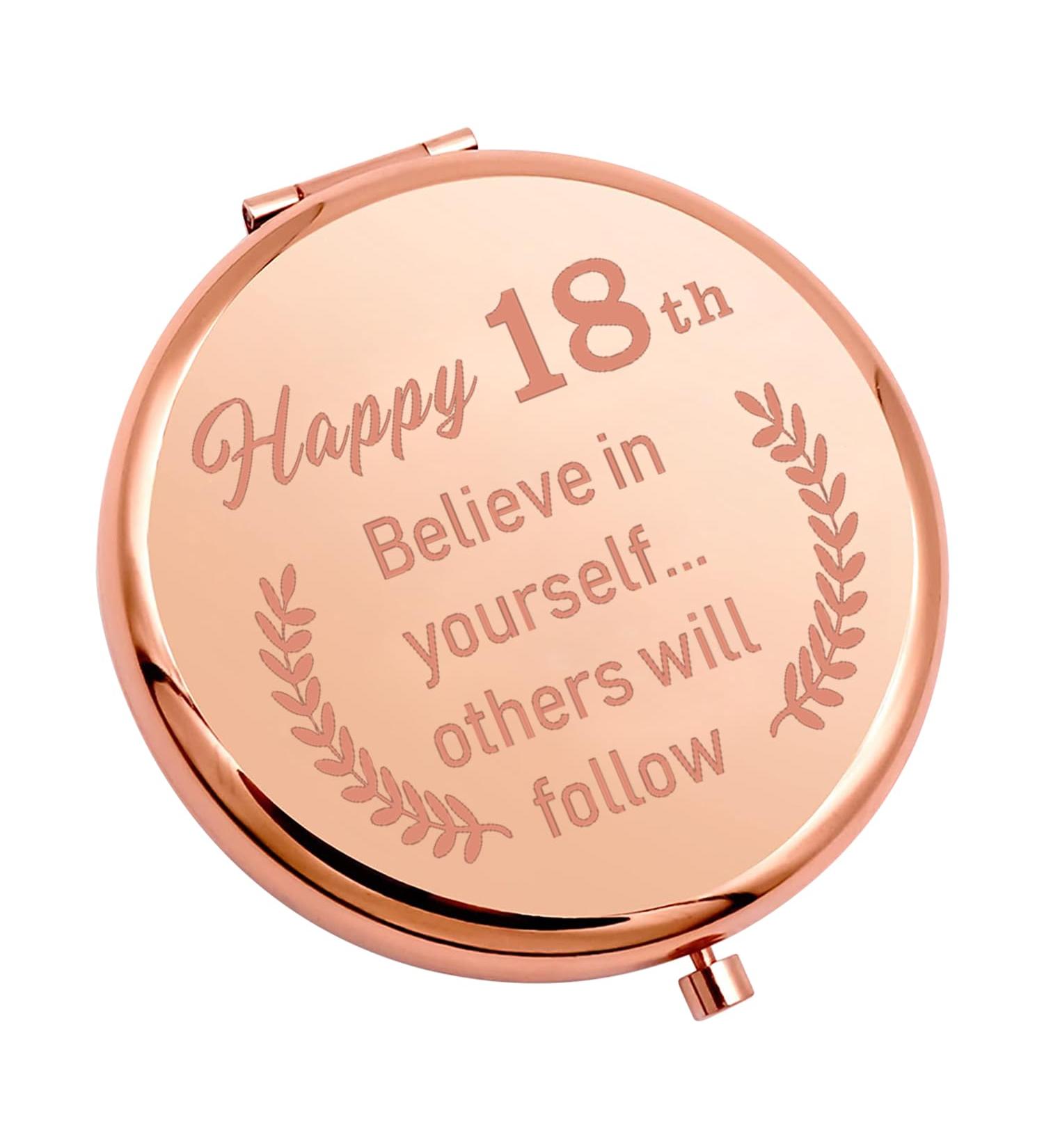 KUIYAI Happy 18th Birthday Makeup Mirror - Believe In Yourself Others Will Follow | Birthday Party Favors UK - Buy Online on GoSupps.com