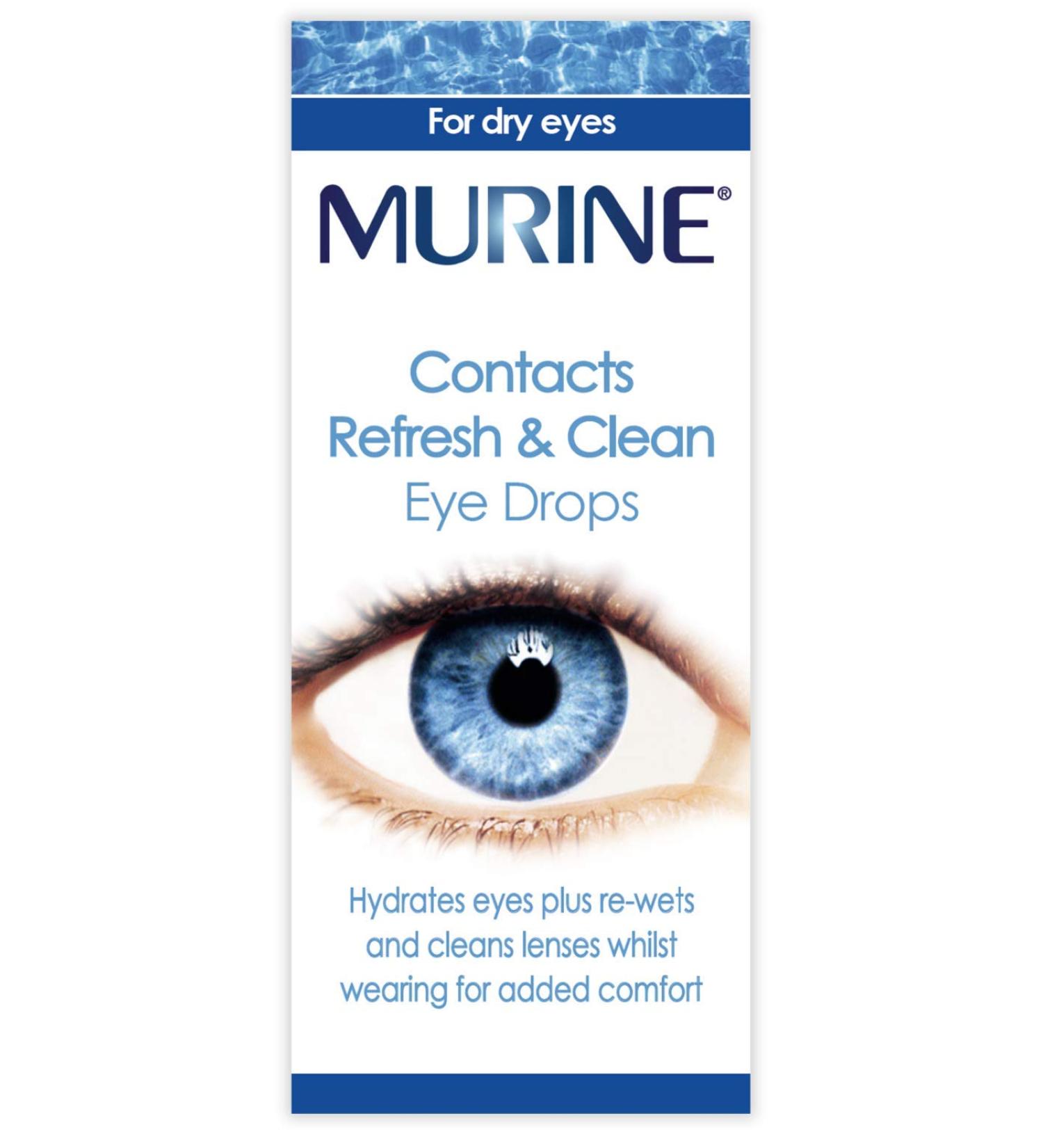 Murine Contacts Refresh & Clean Eye Drops - 15ml - For All Types of Contact Lenses - Buy Online on GoSupps.com