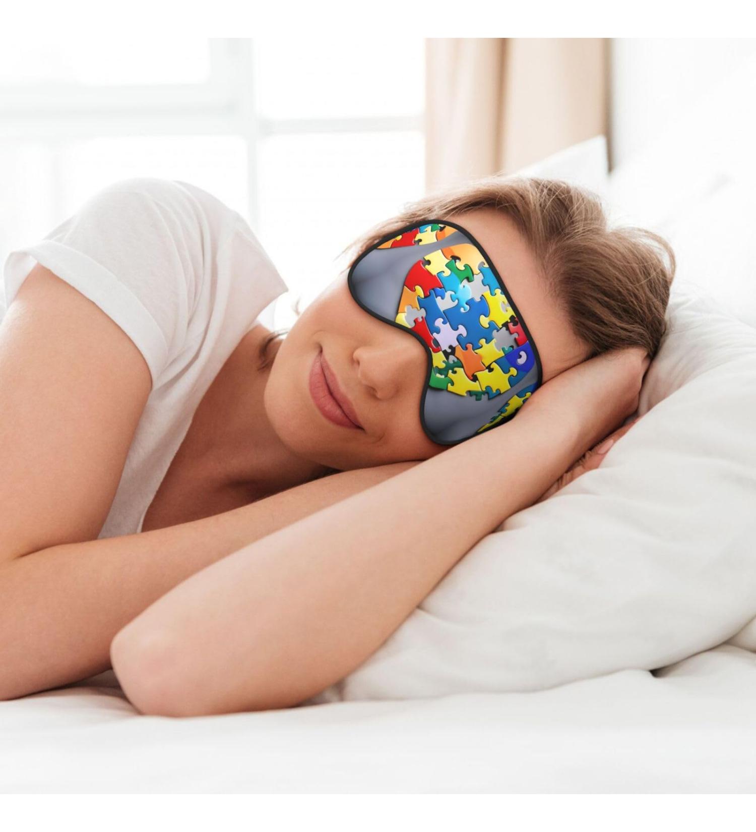 Buy Autism Awareness Puzzle Pieces Heart Print Soft Eye Mask | Sleep Mask for Women & Men | Comfortable Travel Sleep Eye Mask - Buy Online on GoSupps.com