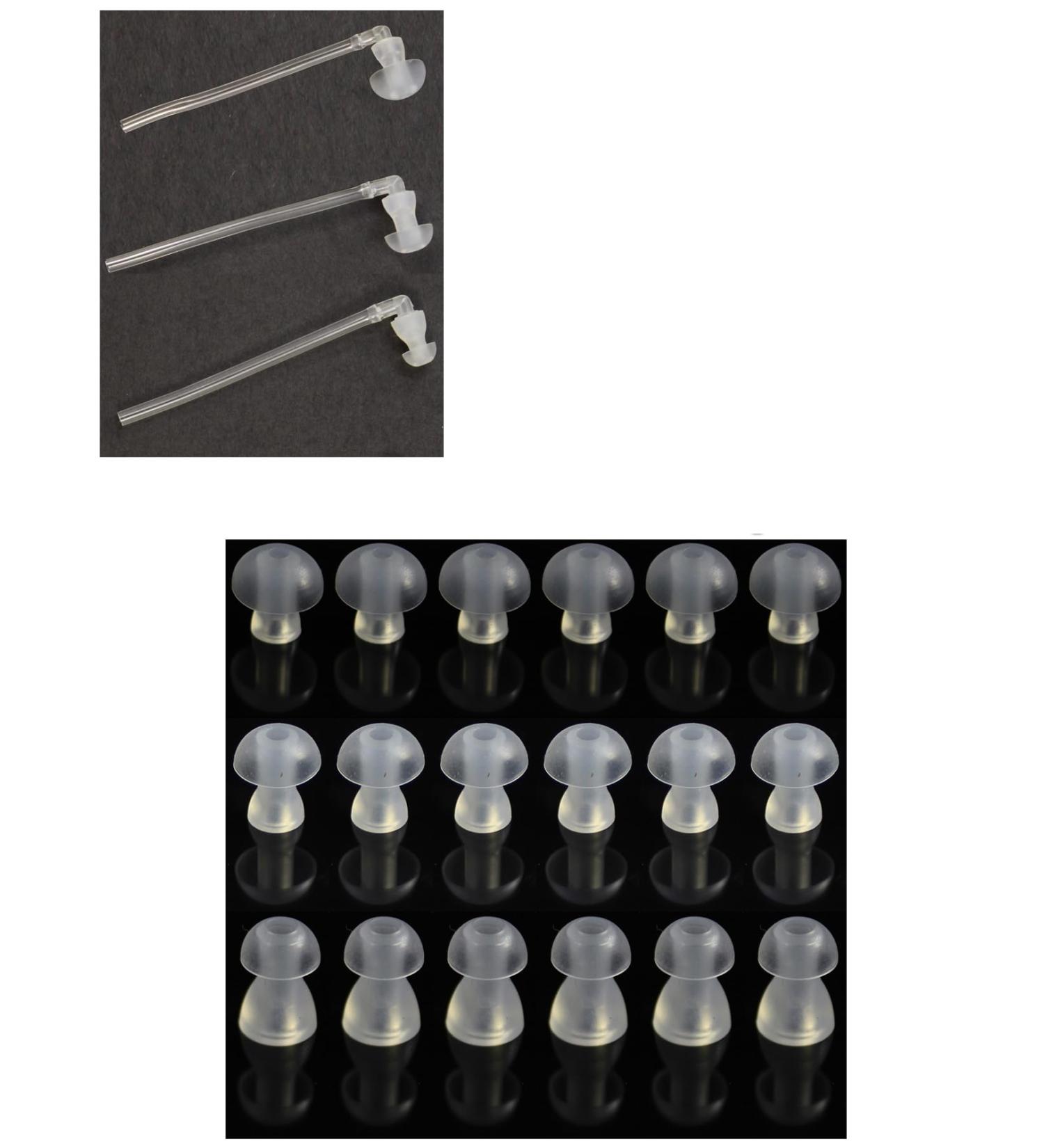 FCS Silicone Ear Tips for Hearing Aids - Replacement Domes with Tube & Elbow Connectors (6 Pcs/Size) - International Shipping Available - Buy Online on GoSupps.com