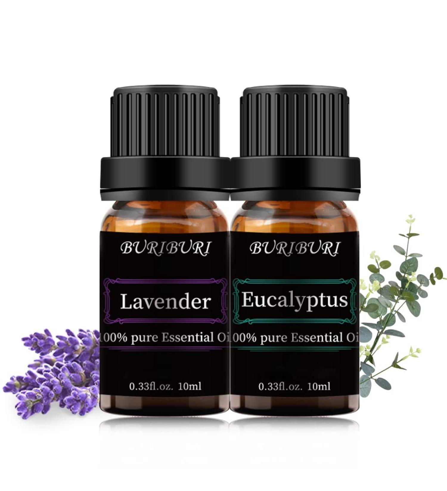Lavender and Eucalyptus Essential Oil Gift Set - 100% Pure, Undiluted, Organic Aromatherapy Oils (10MLx2) - Buy Online on GoSupps.com